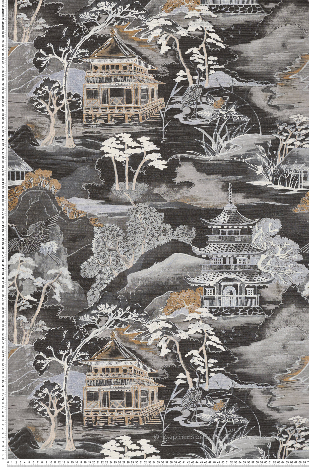 Papier peint Paysage Japonais Nara noir gris - Archipel de Casamance | Réf. CAS-75310406
