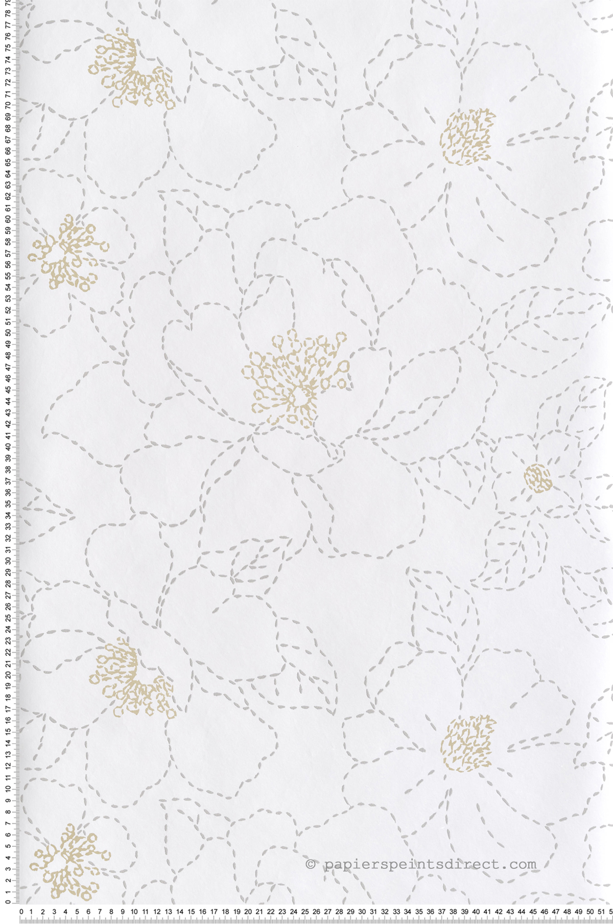 Papier peint Fleur Magnolia Gardena blanc doré - Harmony de Lutèce | Réf. LTC-FD27007