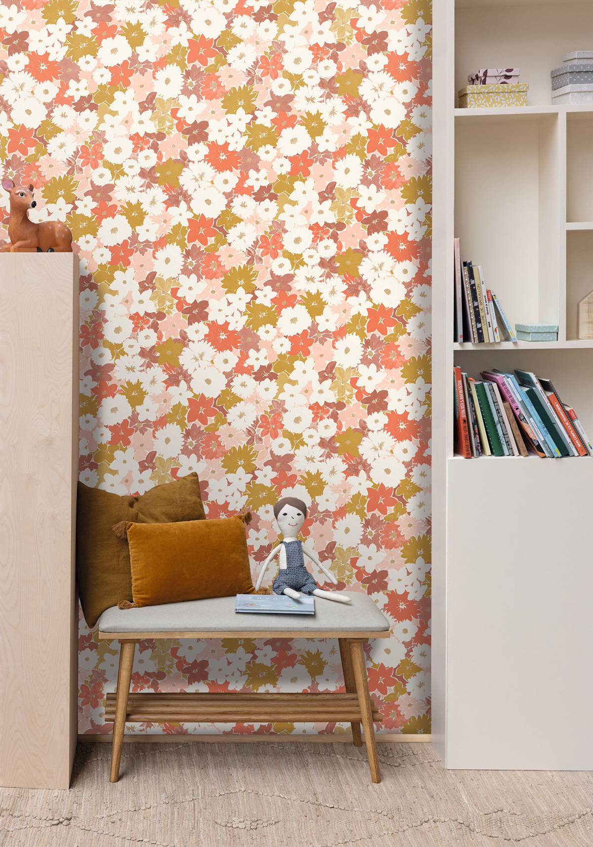 Papier peint Fleur Enfant Flora moutarde doré - Let's Go Girls! de Casélio | Réf. LGG104414418