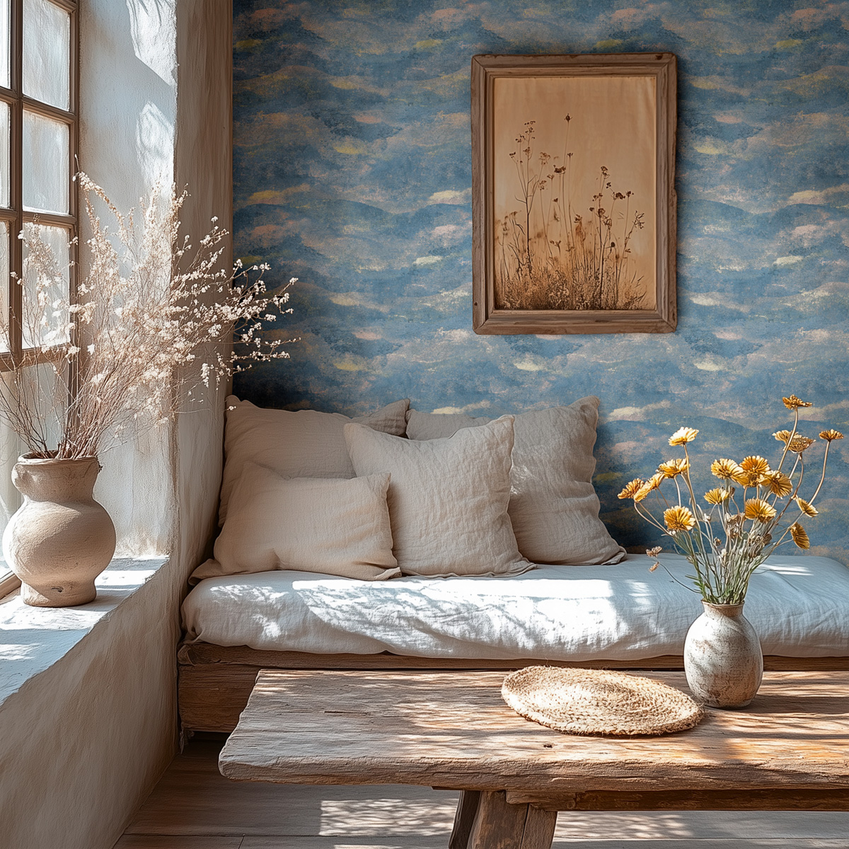 Papier peint Abstrait Coline Paysage bleu marine doré - Metropolitan Stories 4 Hot Spots d'A.S. Création | Réf. AS-786561