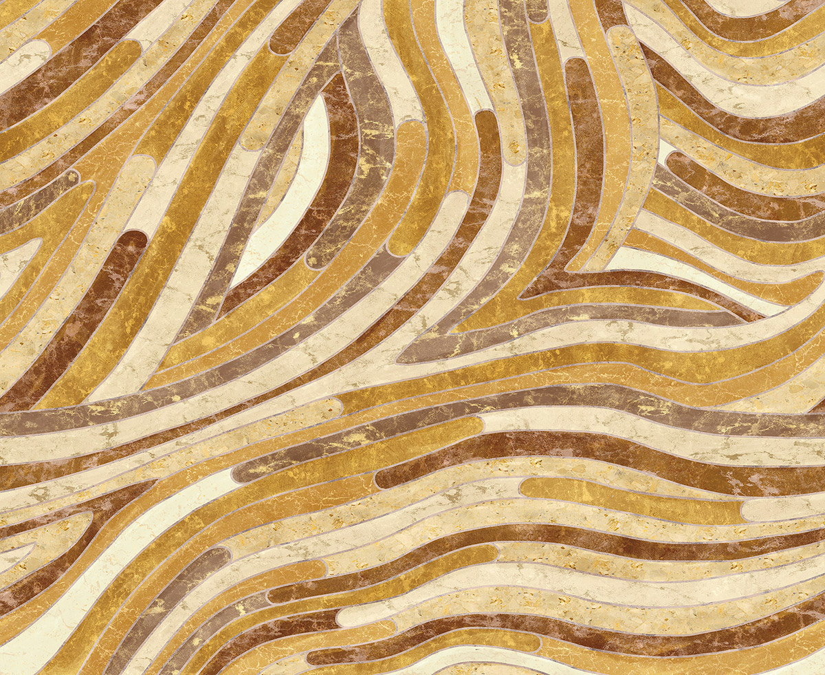 Papier peint panoramique Marbre Serpentine moutarde - A, B et C H260 - Rock de Masureel | Réf. MAS-DGROC203X-260