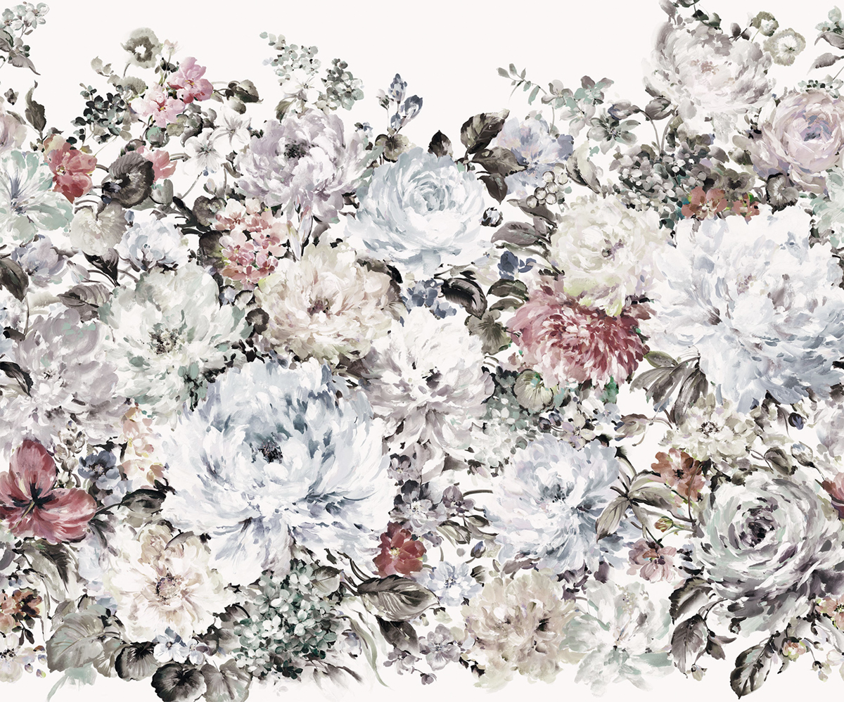 Papier peint panoramique Fleurs Vintage Gentle Grace multicolore - Papier Peint Komar Infinity 2