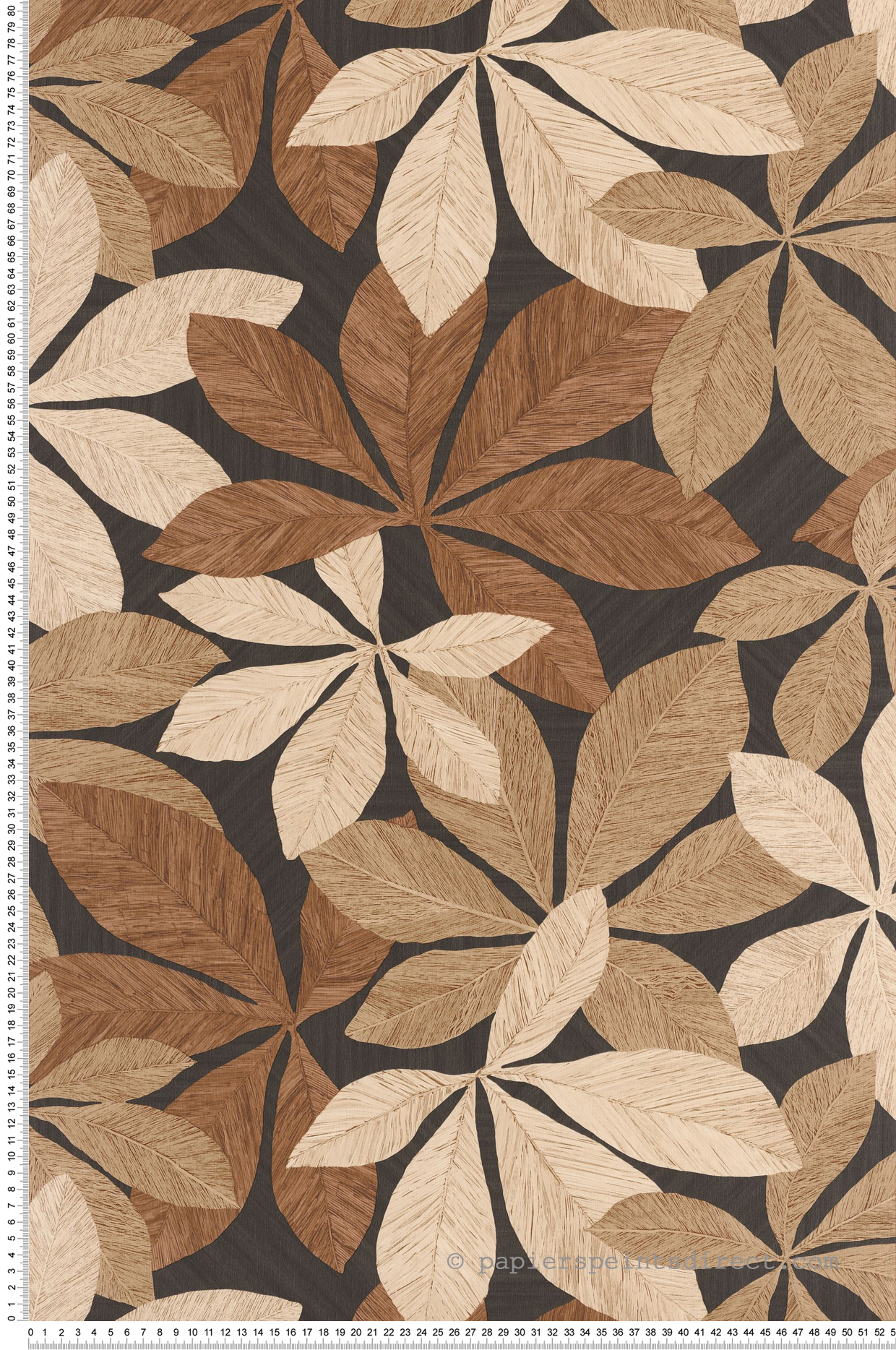 Papier peint Feuillage Lignaria anthracite brun - Woodline de Casélio | Réf. WOD106839001