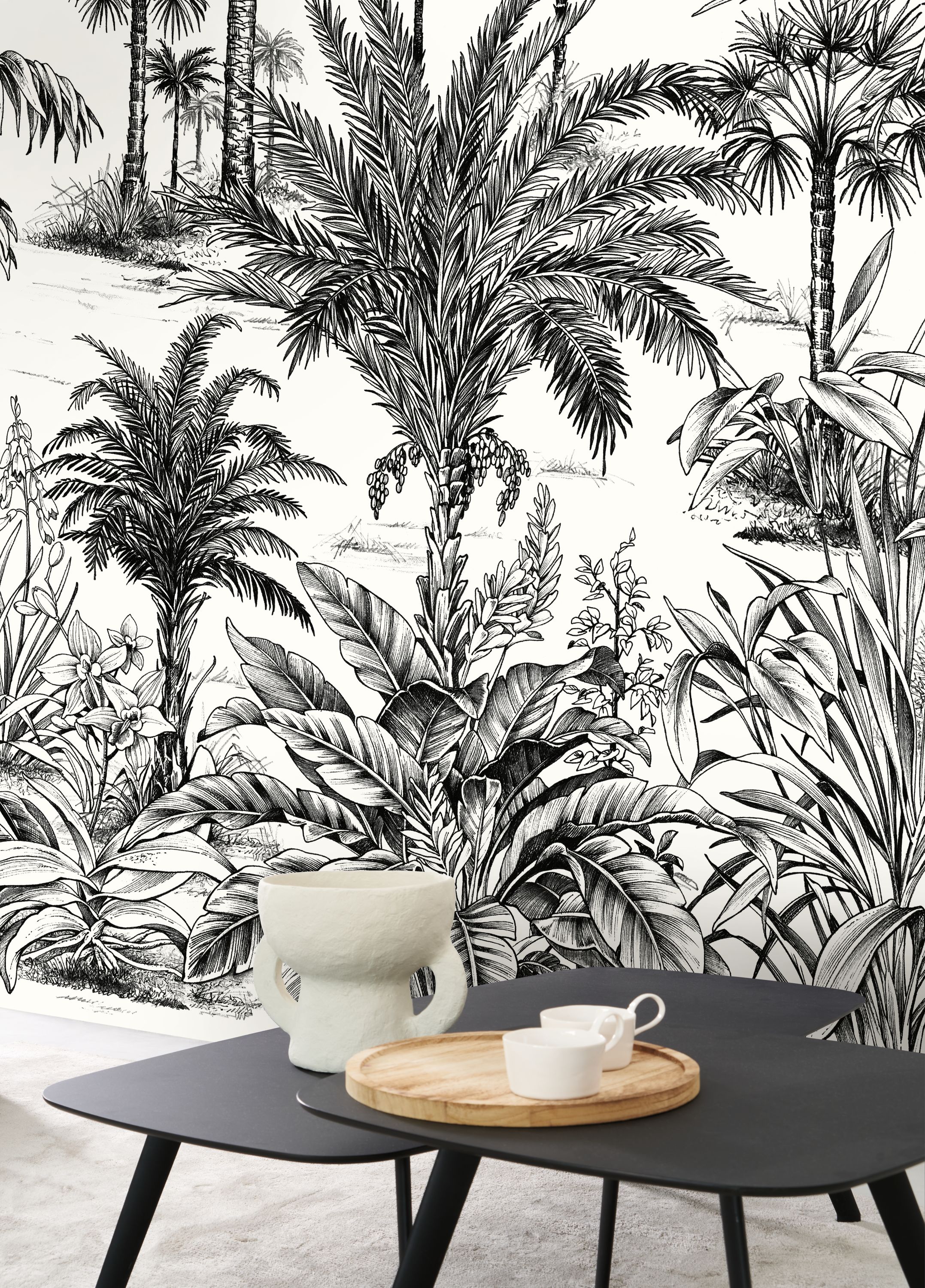 Papier peint panoramique Jungle Nicoya S noir fusain 200x250 - Wonderwalls de Casadéco | Réf. WDWS89129305