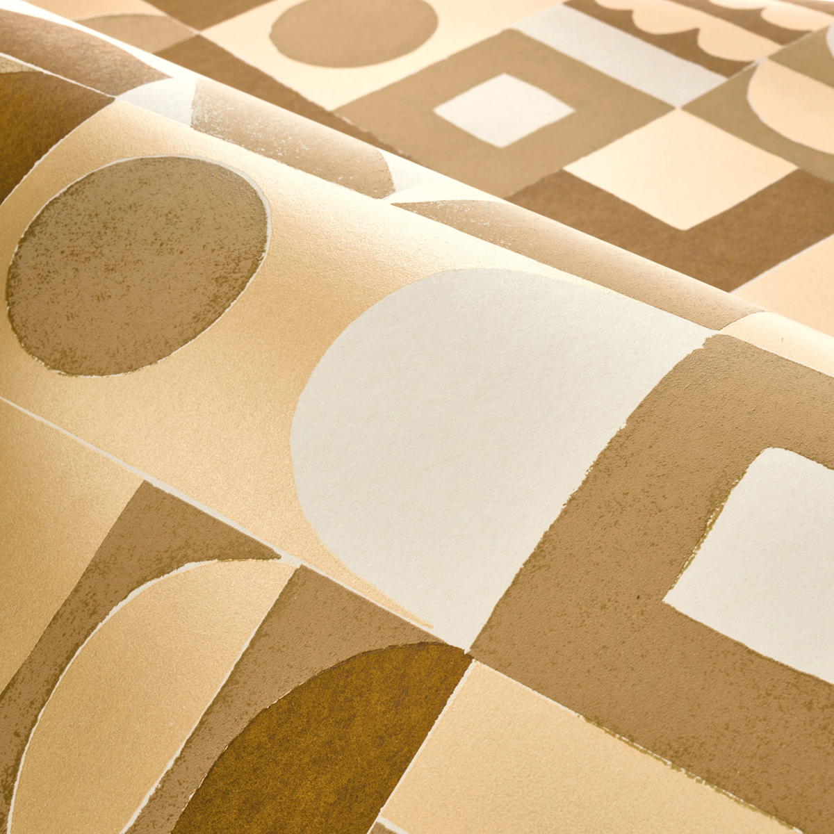 Papier peint Géométrique Ethnique Gourna camel doré - Bord Du Nil de Casamance | Réf. CAS-76182854