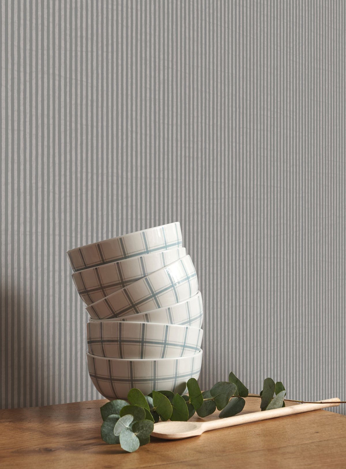 Papier peint Fines Rayures Papier Kraft bleu gris - Papercraft de Casadéco | Réf. PAPC89659393