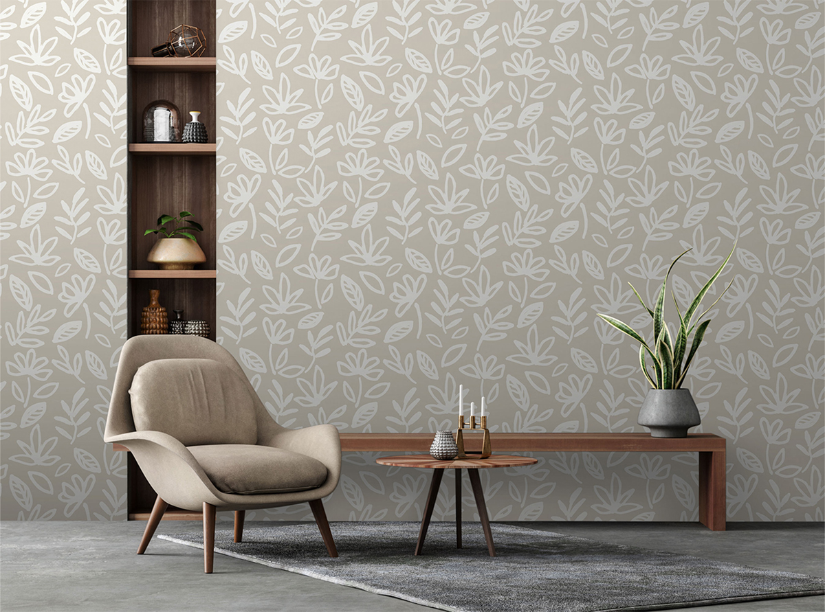 Papier peint Marguerites Peintes beige - Poésie de Lutèce | Réf. LTC-51253907