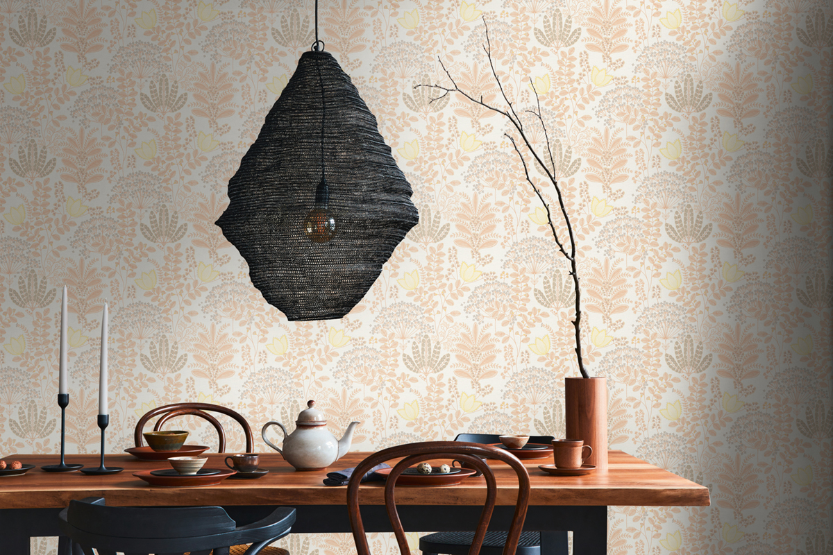 Papier peint Fleurs Enfantin Achillae corail blanc - Famous Garden d'A.S. Création AMB3 | Réf. AS-393491