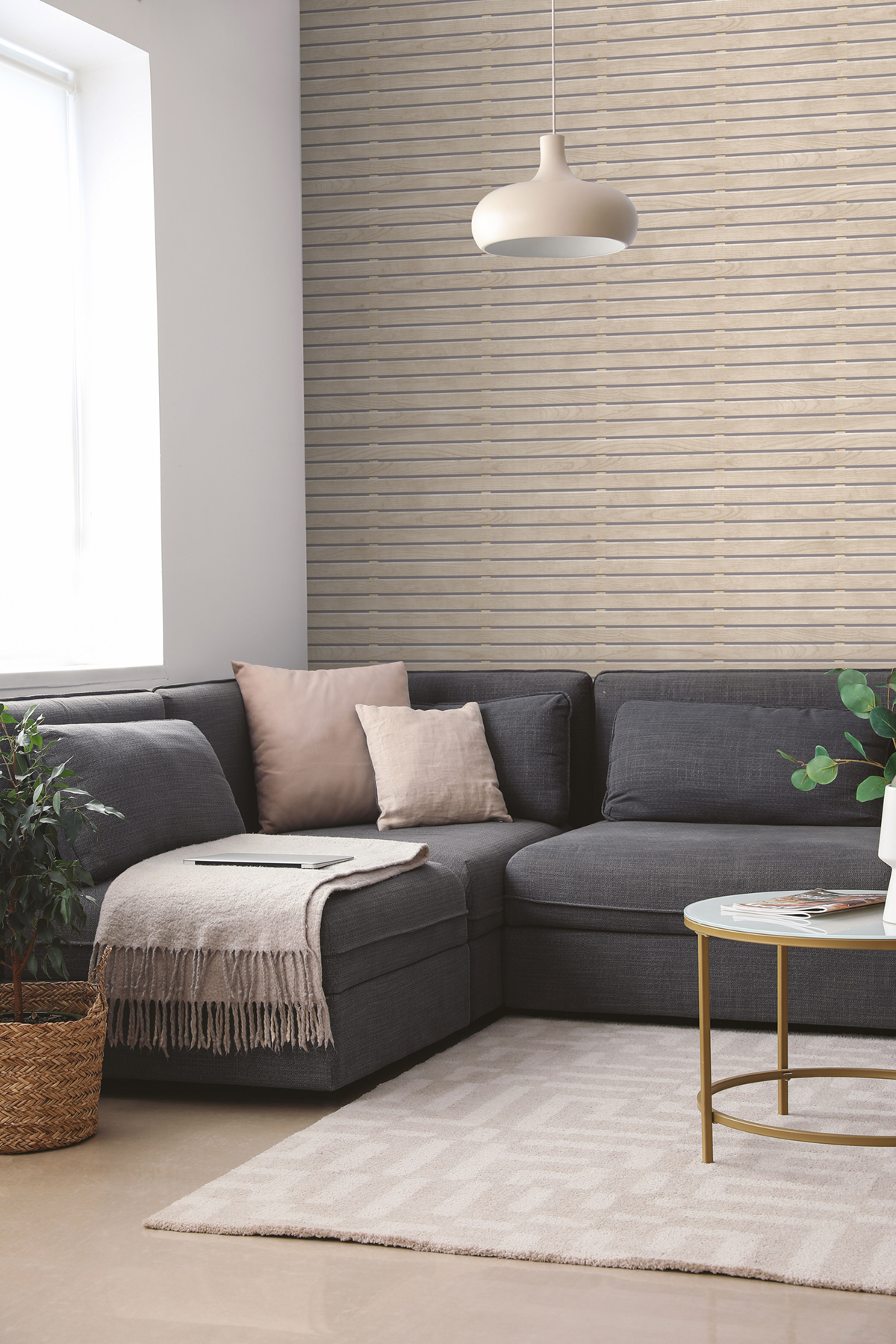 Papier Peint Tasseau Métallisé Horizontal beige - Artifice d'Ugépa | Réf. UGP-M80607