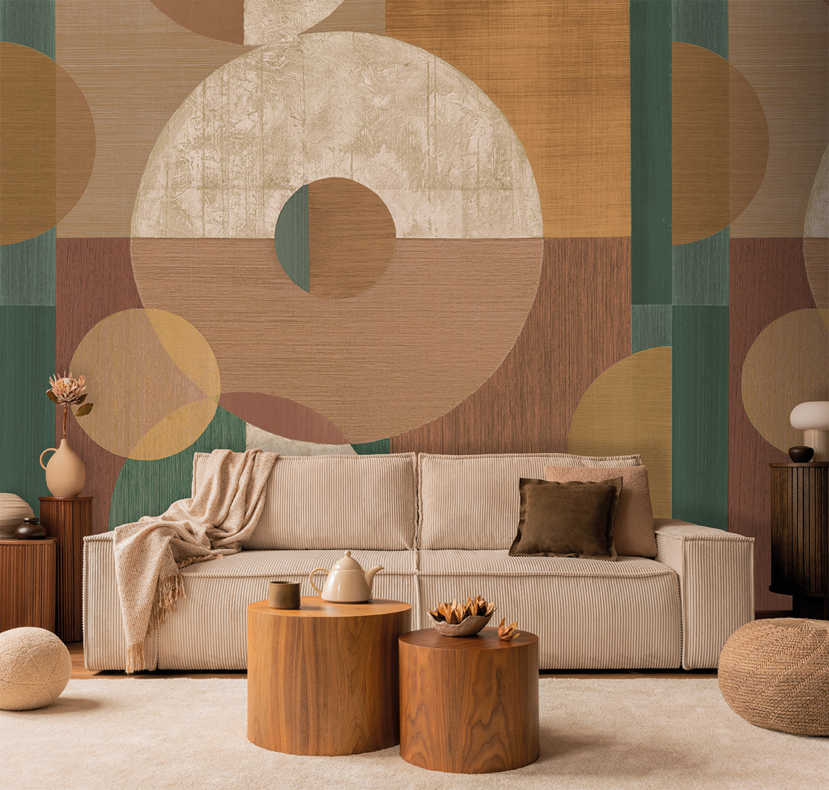 Papier peint Géométrique Bulle bleu canard brun - Atacama de Montecolino | Réf. MC-IMD28141