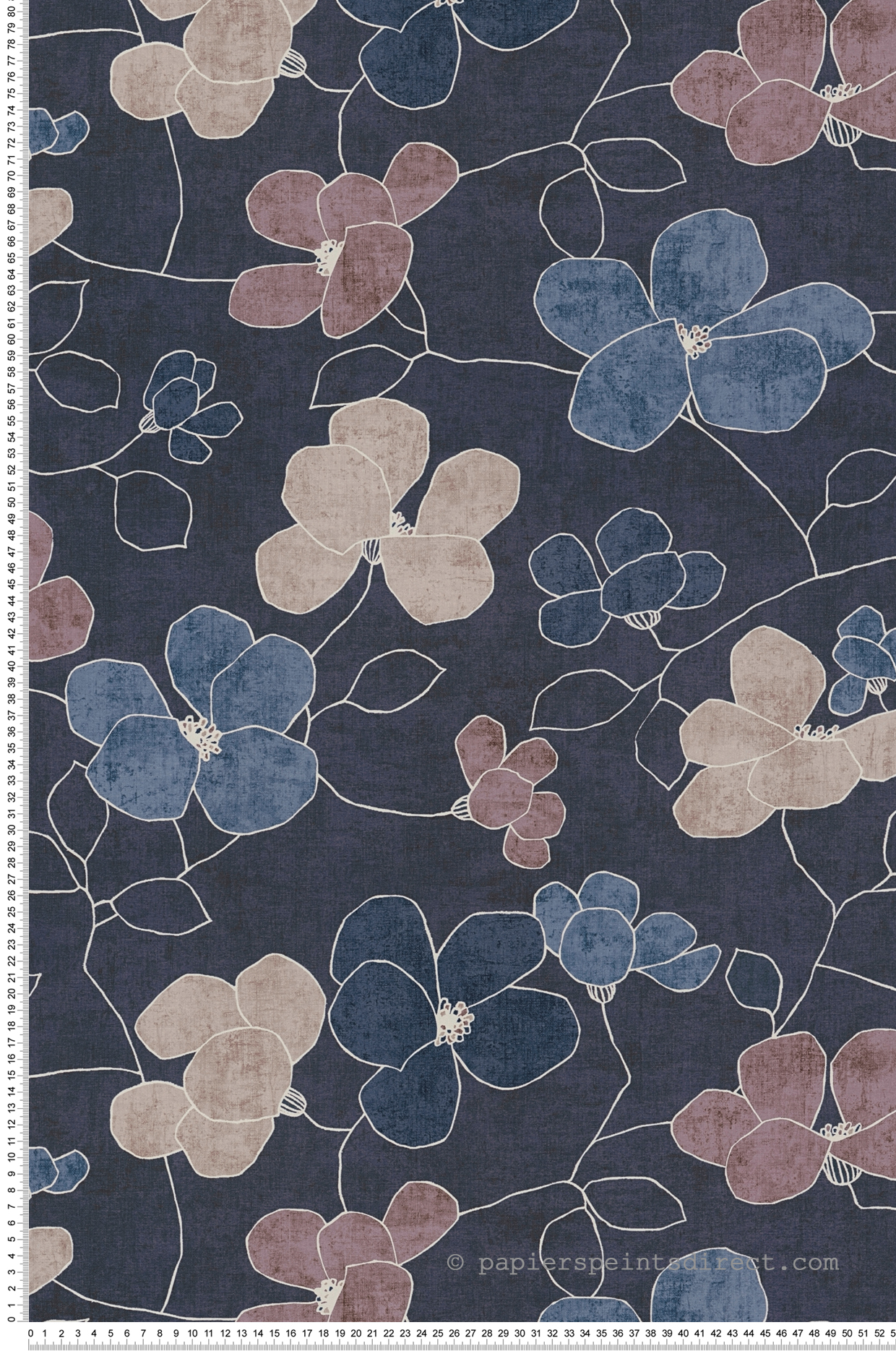Papier peint Scandinave Fleurs Anémones bleu océan - Nordic Feeling d'A.S. Création