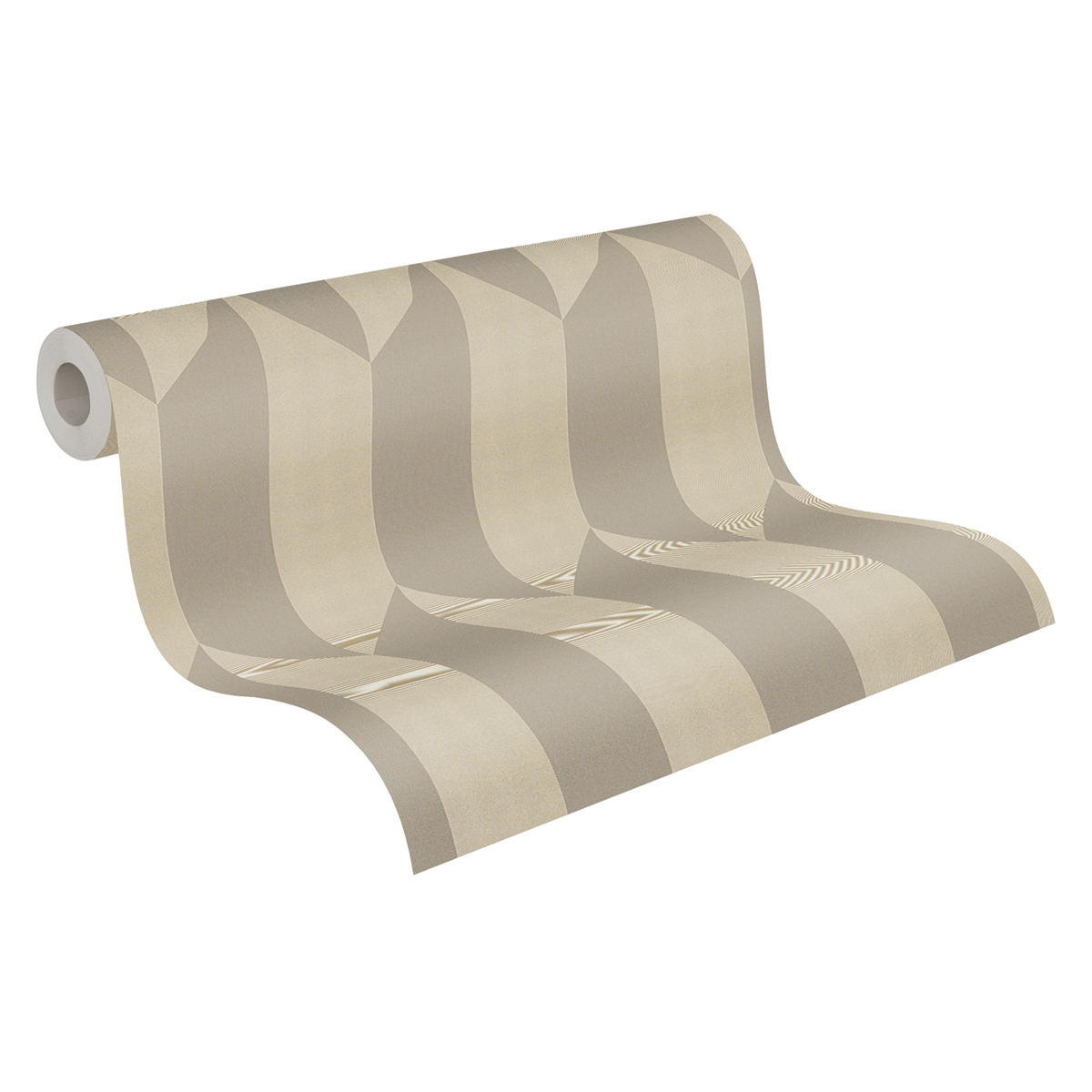 Papier peint Damier Graphique Groove grège métallisé - Cosmoliving d'A.S. Création ROLL | Réf. AS-790865