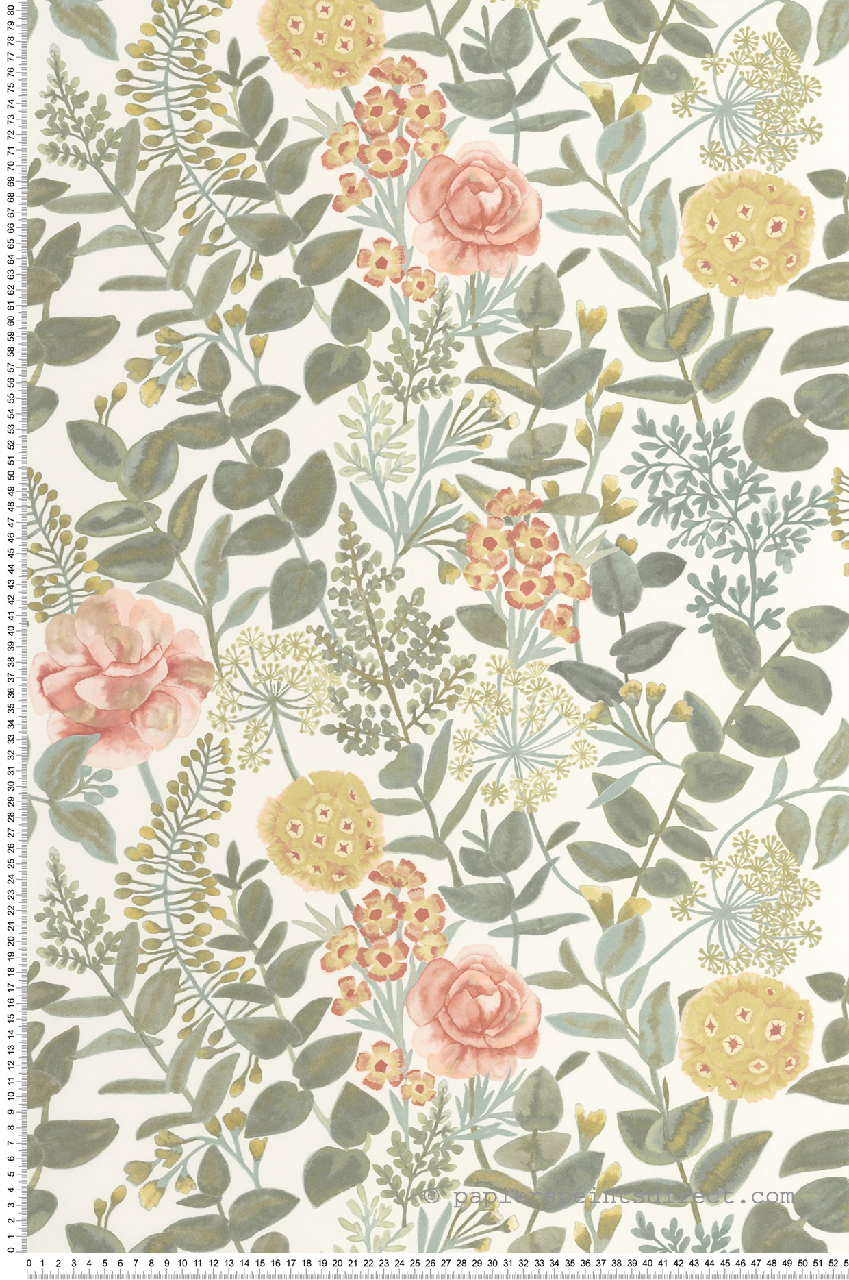 Papier peint Jardin Fleuri rose jaune - Soliflore de Casadéco | Réf. SOLI200314242