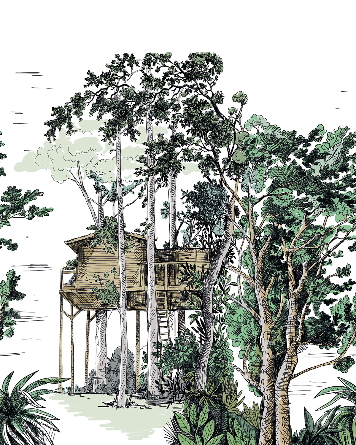 Papier peint panoramique Paysage The Garden Shed vert S 200X250 - Green Life 2 de Casélio | Réf. GNL2105420405