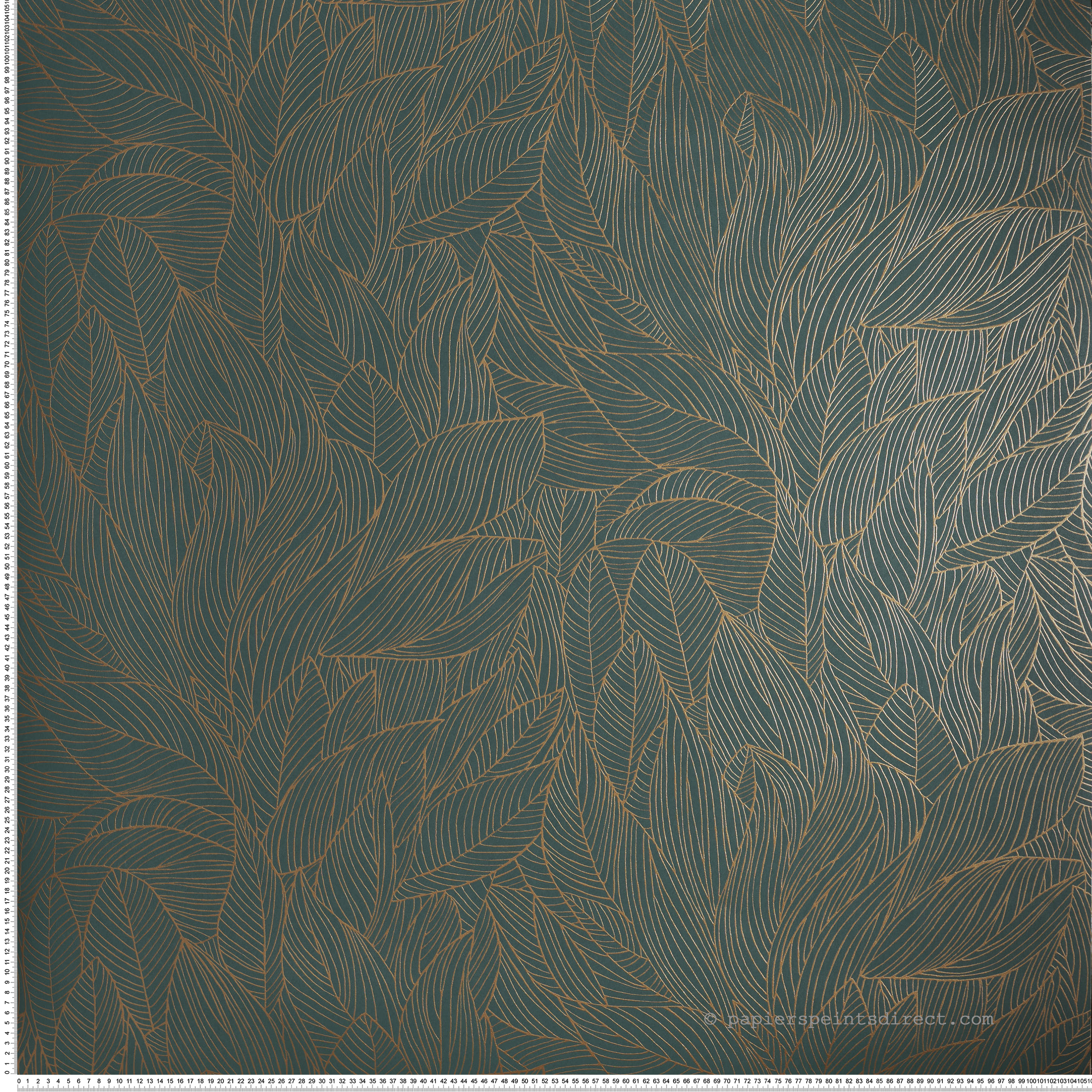 Papier peint Nervure de Feuille Hosta bleu pétrole doré - Jardin Félicia de Casamance | Réf. CAS-76602650