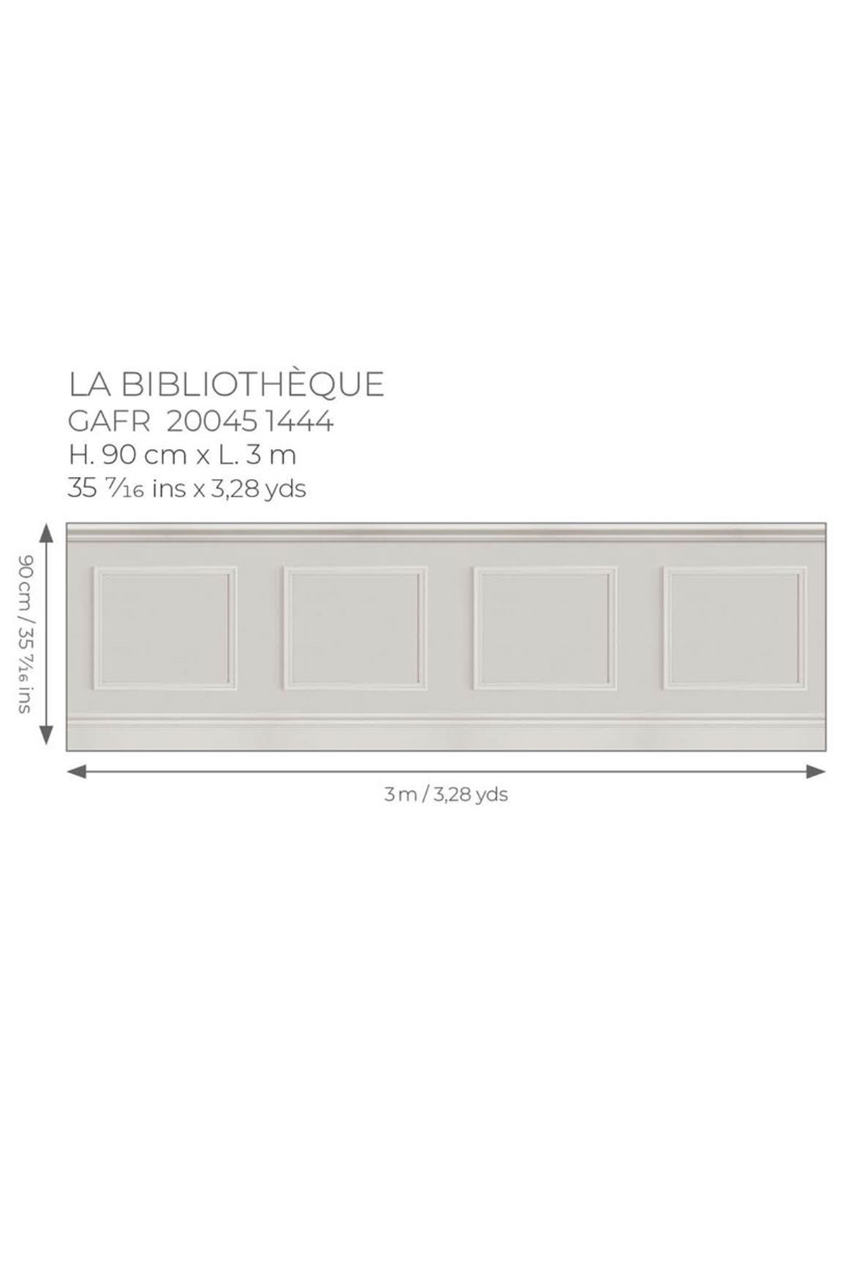 Papier peint Soubassement Bibliothèque Moulure Régulière grège - Galons et Frises de Casadéco AMB5| Réf. GAFR200461444