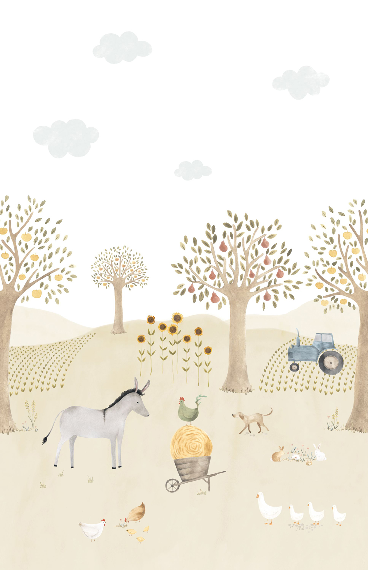 Papier peint panoramique Animaux de la Ferme Ane L 200x310 - Once Upon A Time de Casadéco | Réf. OUAT88347104