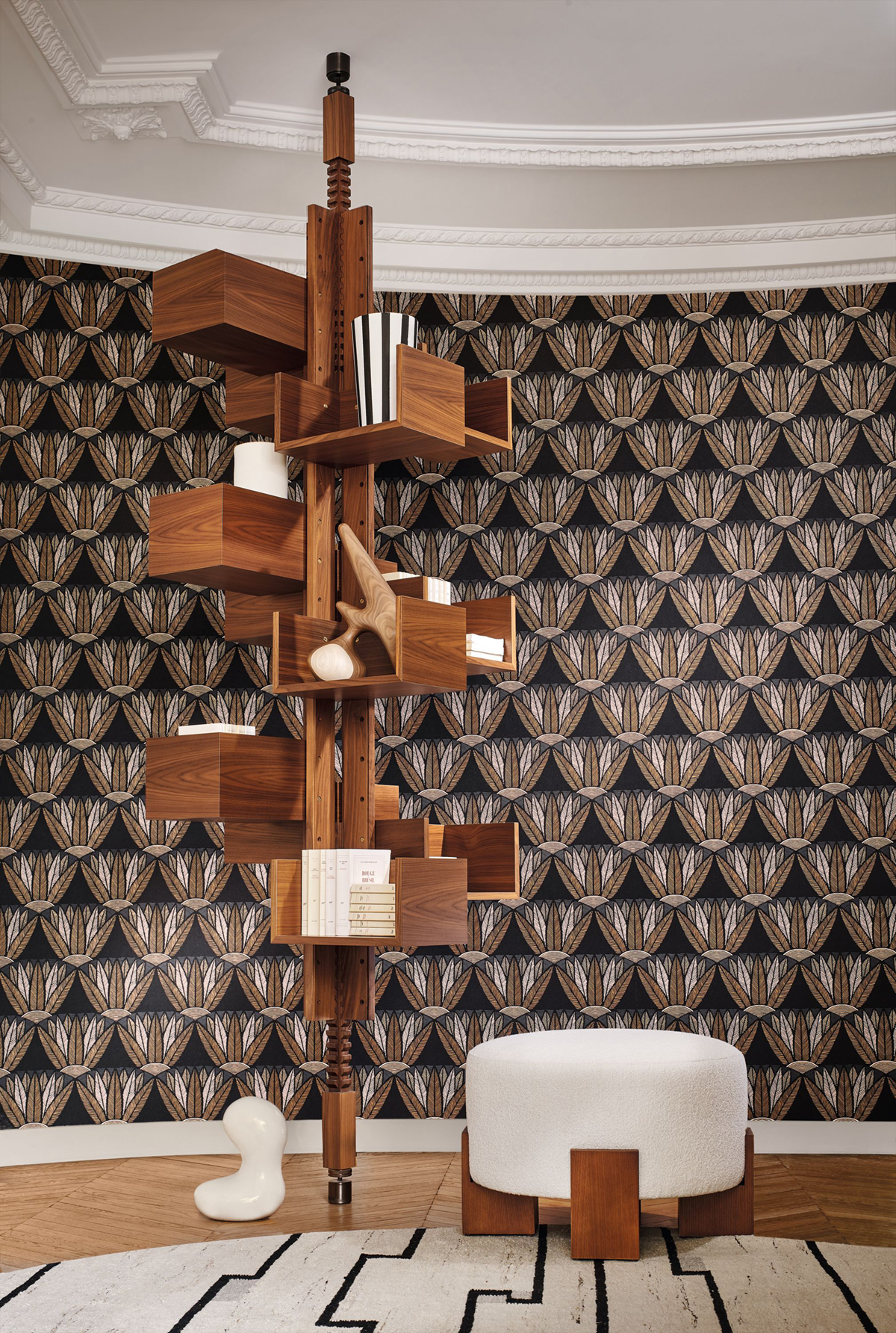 Papier peint Palmette Castalia noir mordoré - Bord Du Nil de Casamance | Réf. CAS-76162140