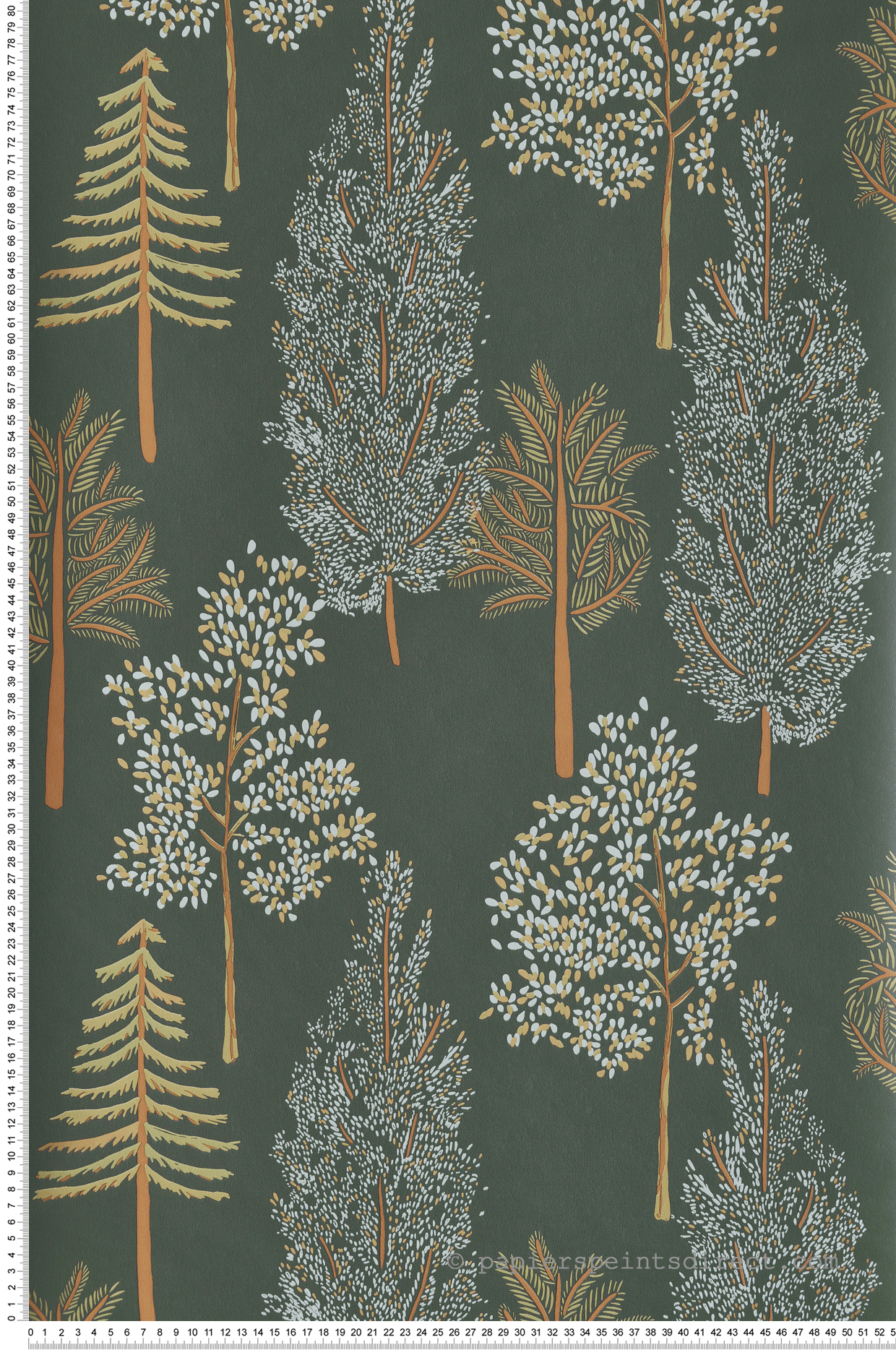 Papier peint Forêt The Tree House vert et doré - La Forêt de Casélio | Réf. FRT102957773