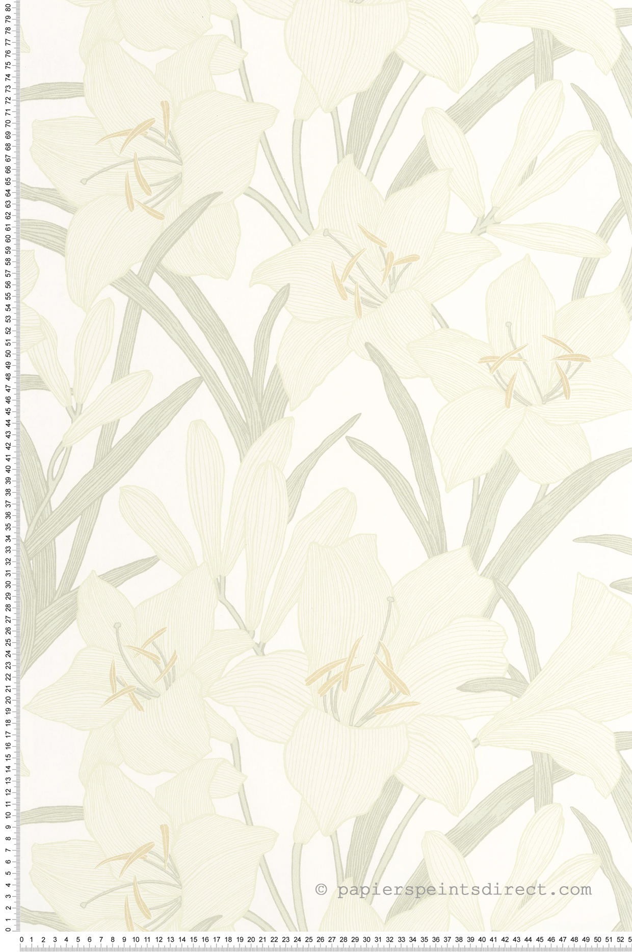 Papier peint Fleur Clair de Lys vert amande - Le Beau Jardin de Casadéco | Réf. BJAR202587015