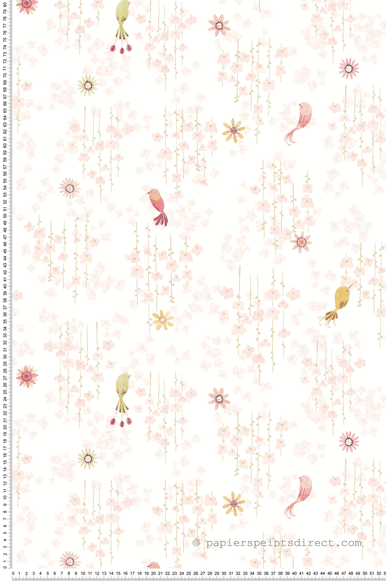 Papier peint Oiseau Fleur Tropical Birds rose blush - Once Upon A Time 2 de Casadéco | Réf. OUTD200784343