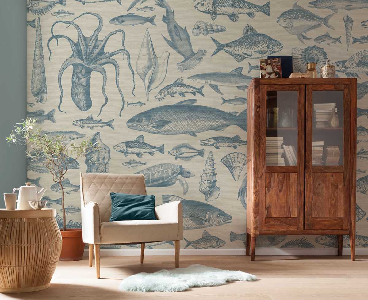 Papier peint panoramique Faune Marine Poisson bleu - Seasons de Komar