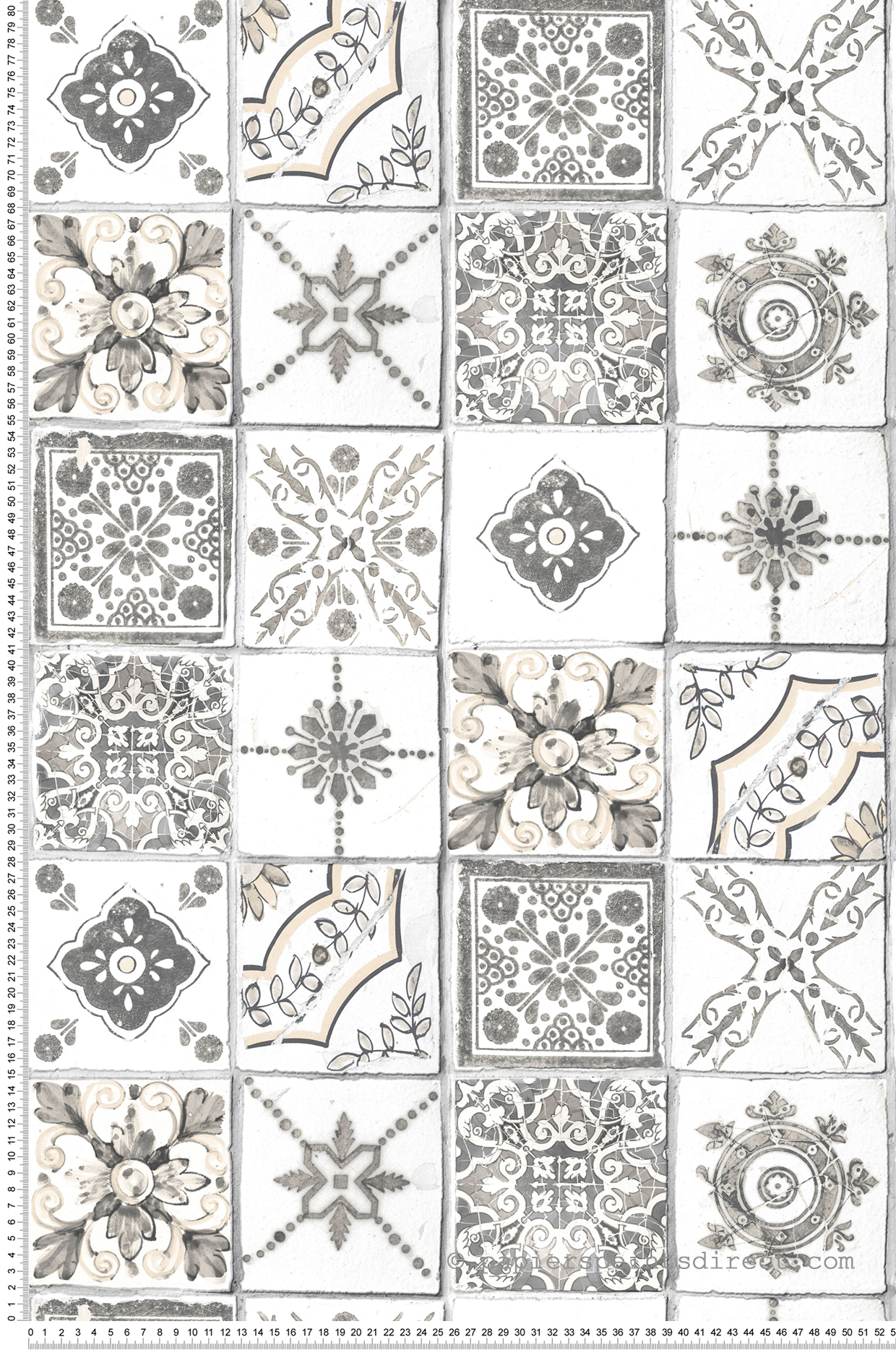 Papier peint Carreaux de ciment marocain gris - Style Cuisine 3 de Lutèce | Réf. LTC-CK36620