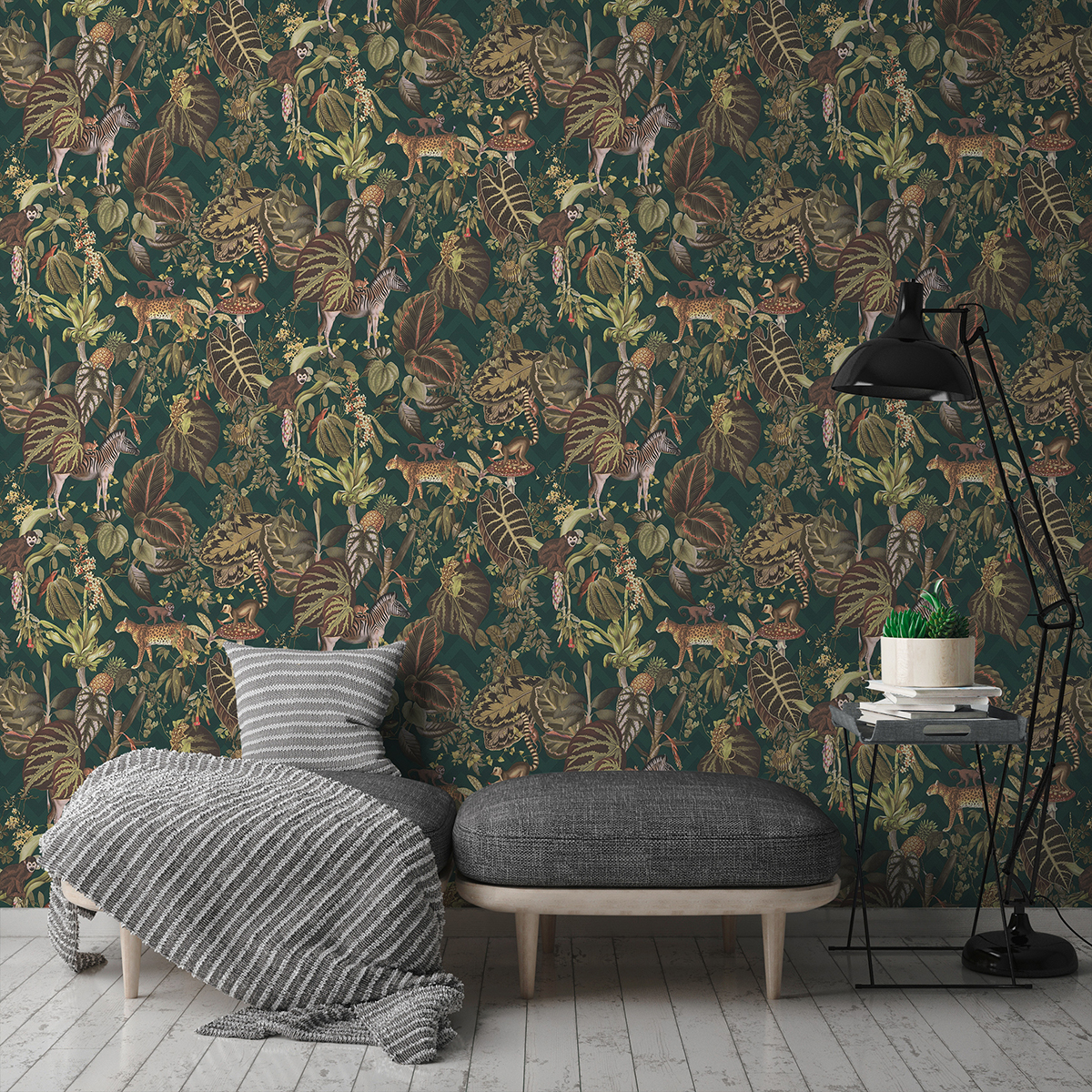 Papier peint Jungle Léopard vert forêt - Change is good de Michalsky | Réf. MC-37990-2