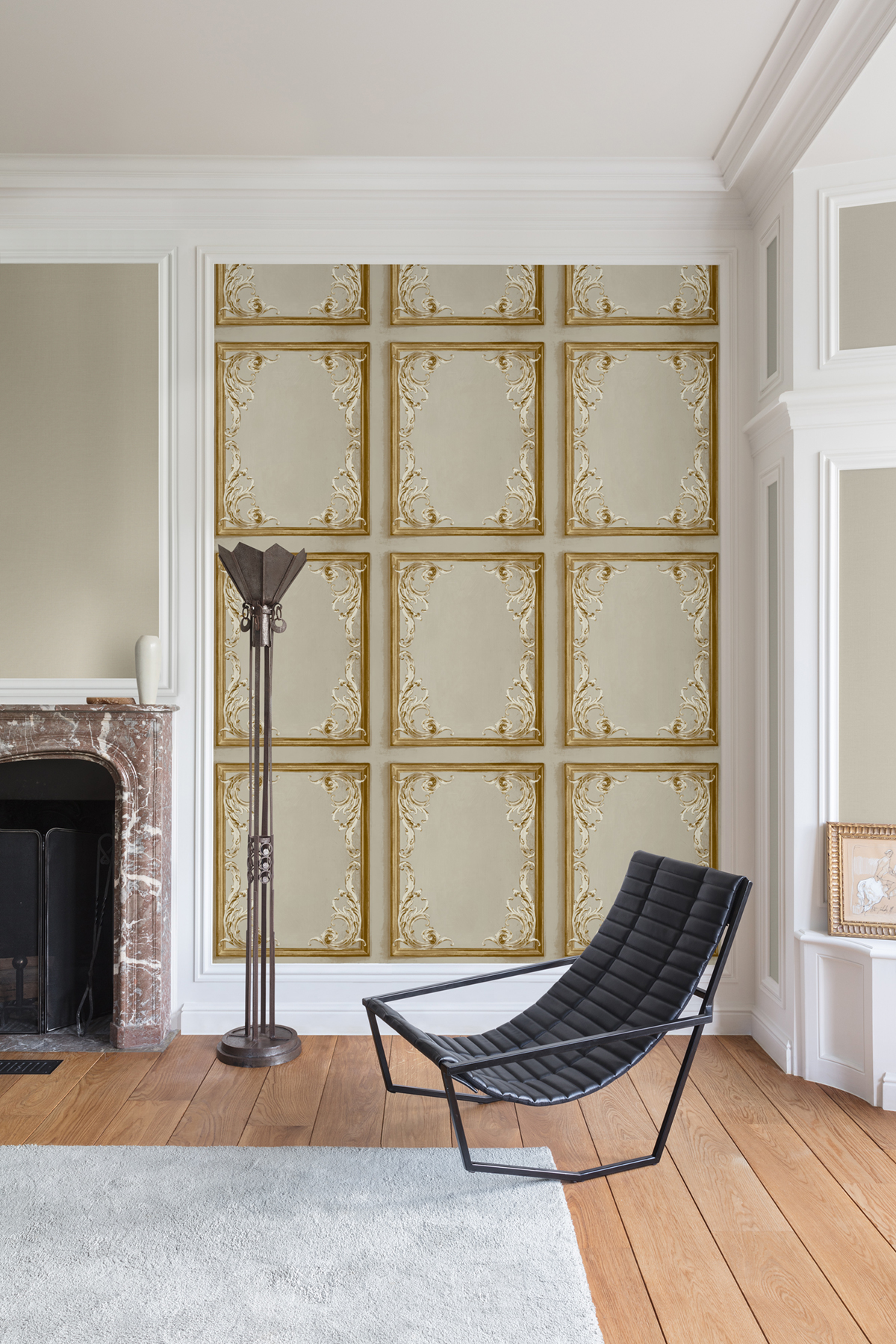 Papier peint Boiserie Dorure grège - Rêverie de Montecolino | Réf. MC-IC1103