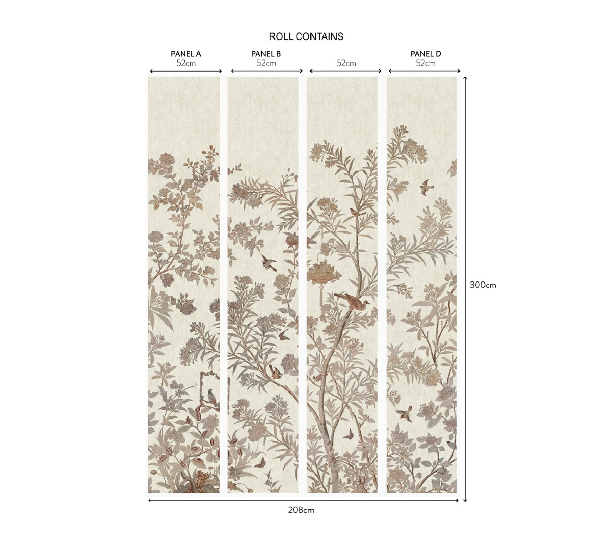 Papier peint panoramique Jardin Chinois Moor Park beige - V&A Decorative Papers III d'Initiales AMBR | Réf. INI-2513-192-02