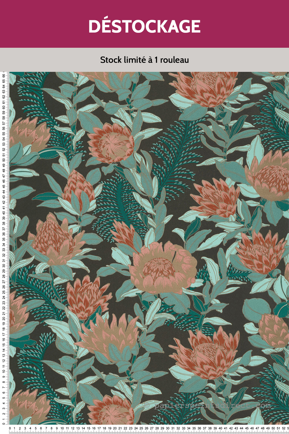 Papier peint Destockage - Fleur Fragrance Vert et Noir - Dream Garden