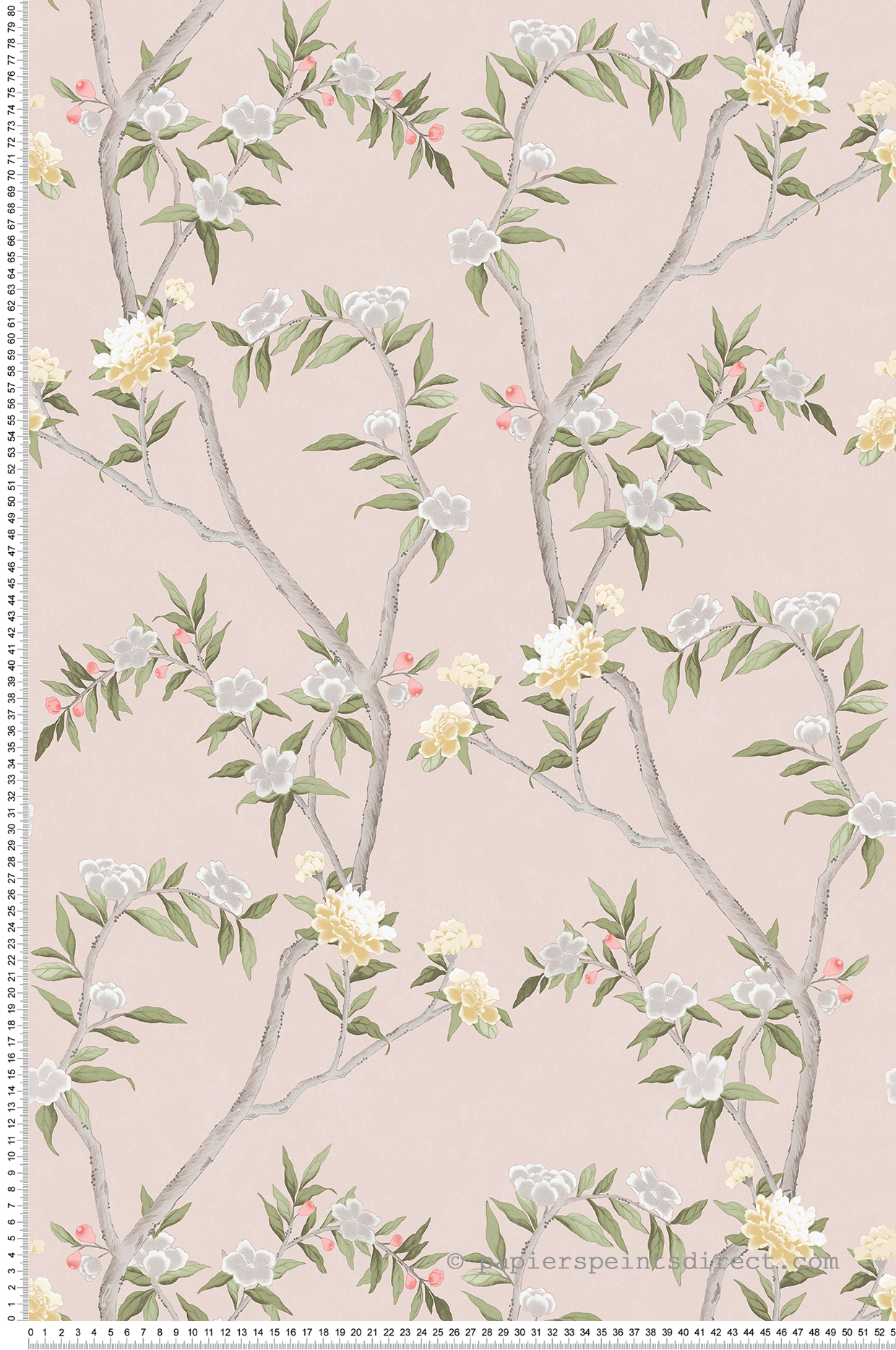 Papier peint Fleurs Rosier Sauvage rose poudré - Romance de Lutèce | Réf. LTC-19004