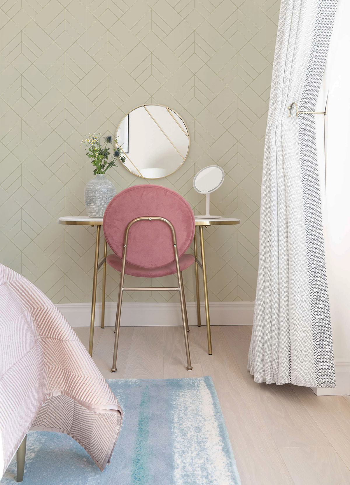 Papier peint Tracé Géométrique Sander beige doré - Delicatesse de Lutèce AMB2 | Réf. LTC-FD26545