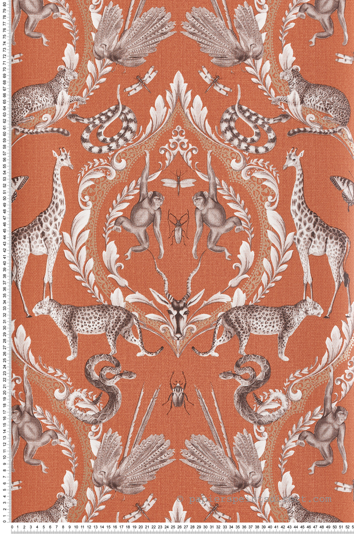 Papier peint Arabesque et Animaux rouille - Bamako de Lutèce | Réf. LTC-G78312