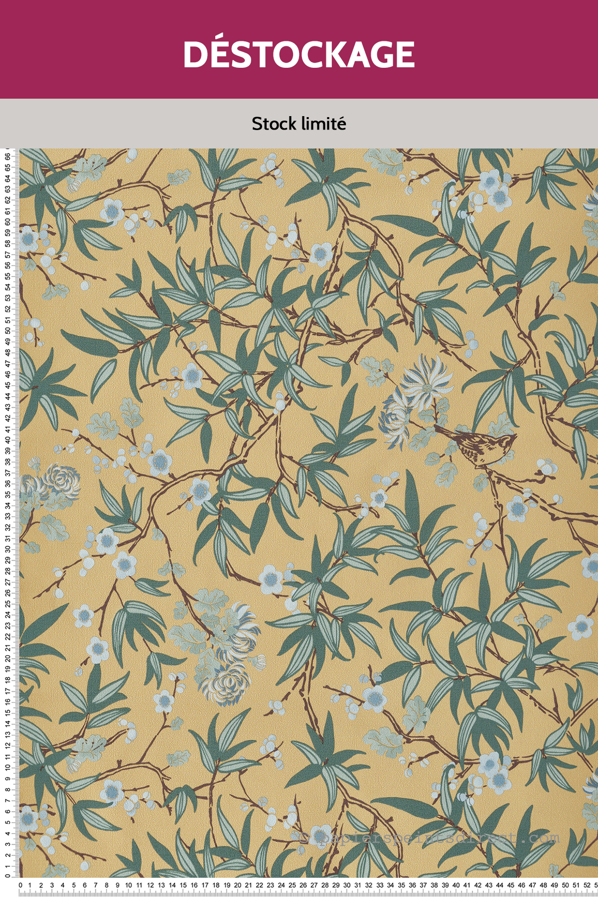 Papier peint Destockage - Fleur Cerisier Japonais ocre - Les Essentiels de Lutèce