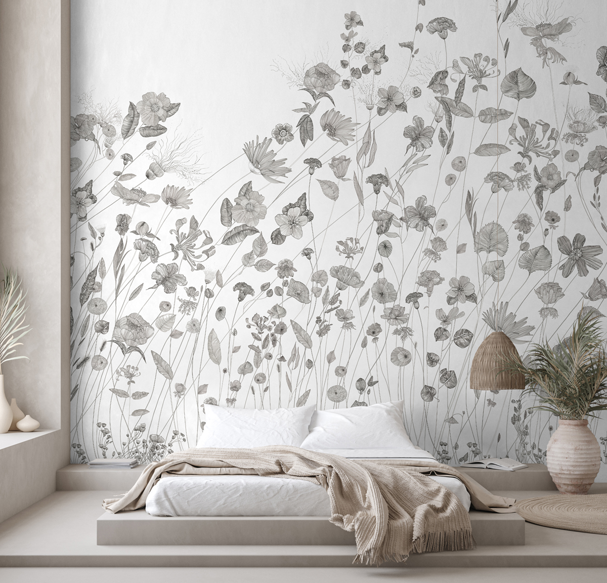 Papier peint panoramique Fleurs Prairie A - 1/2/3 - Isidore Leroy AMB2