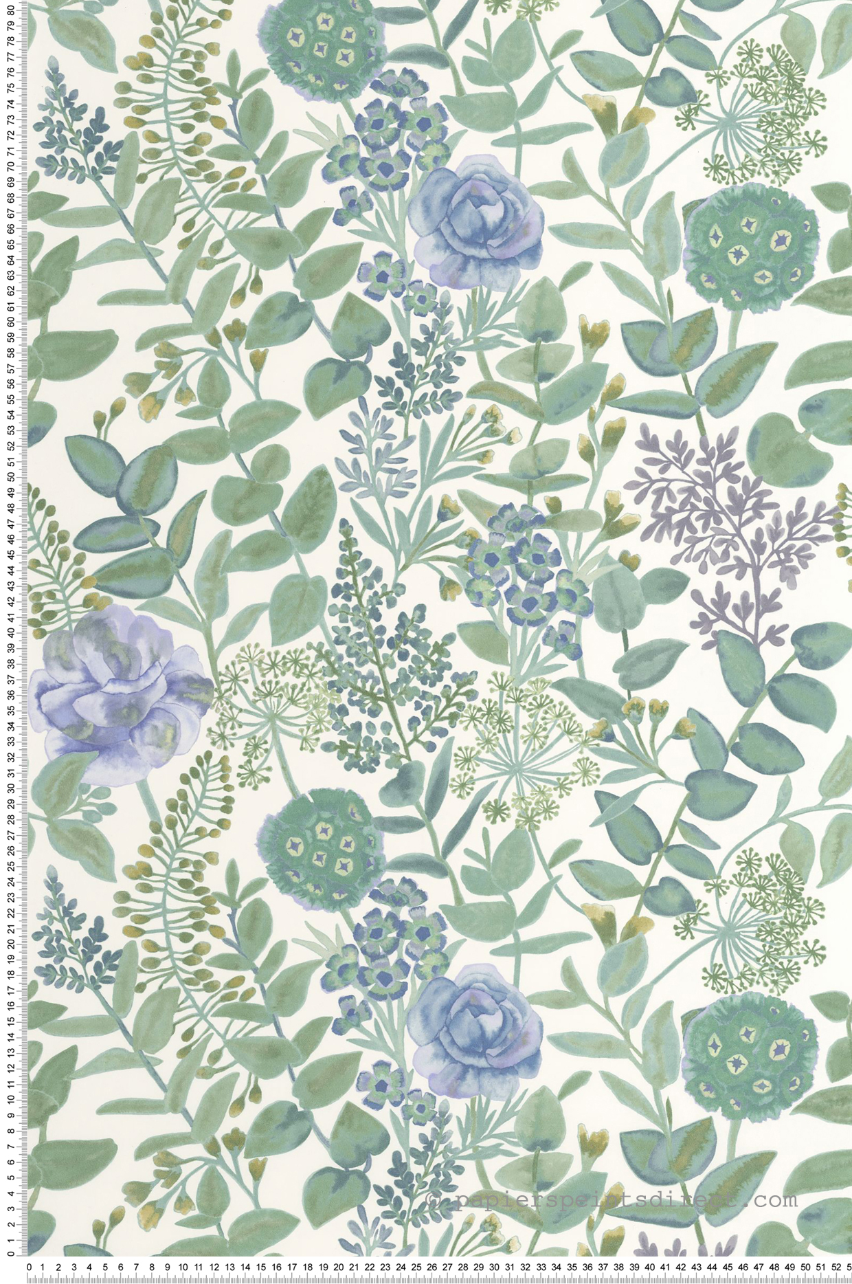 Papier peint Jardin Fleuri bleu vert - Soliflore de Casadéco | Réf. SOLI200316776