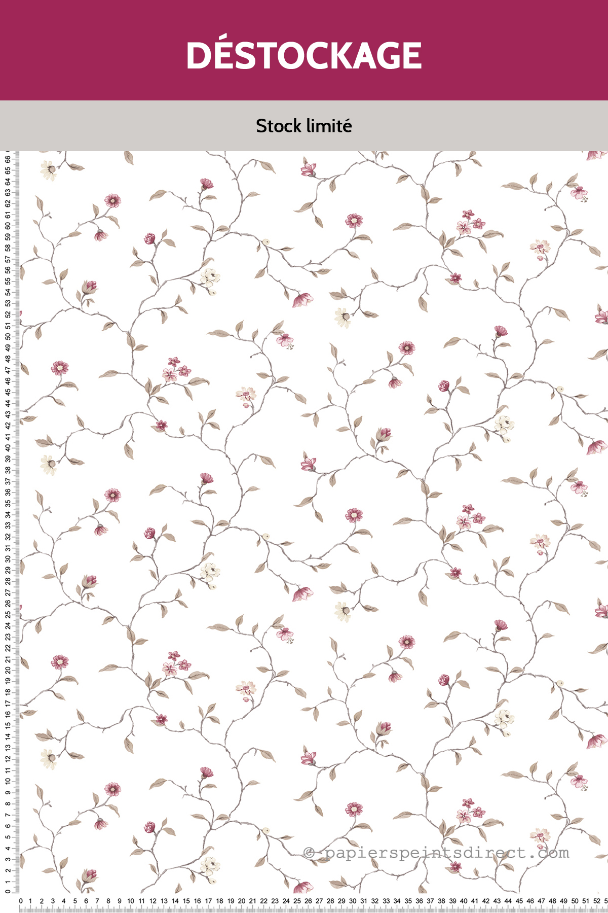 Papier peint Destockage - Fleurie rouge- taupe - Nouvelle cuisine 5 de Lutèce