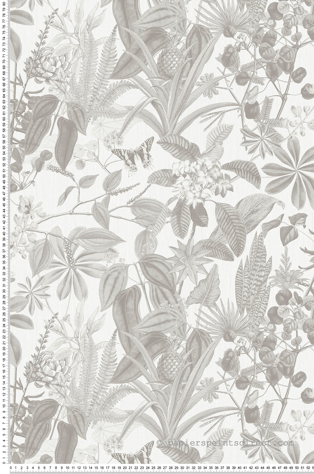 Papier peint Ananas Papillon gris blanc - Fidji de Lutèce | Réf. LTC-8506-1