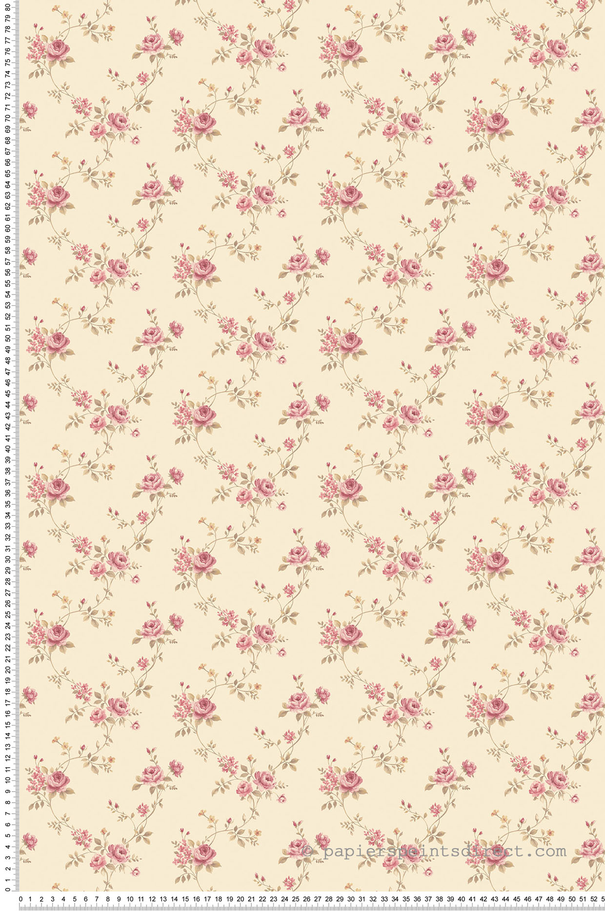 Papier peint fleurs Palissade de Roses framboise/taupe - Miniatures de Lutèce | Réf. LTC-G67893