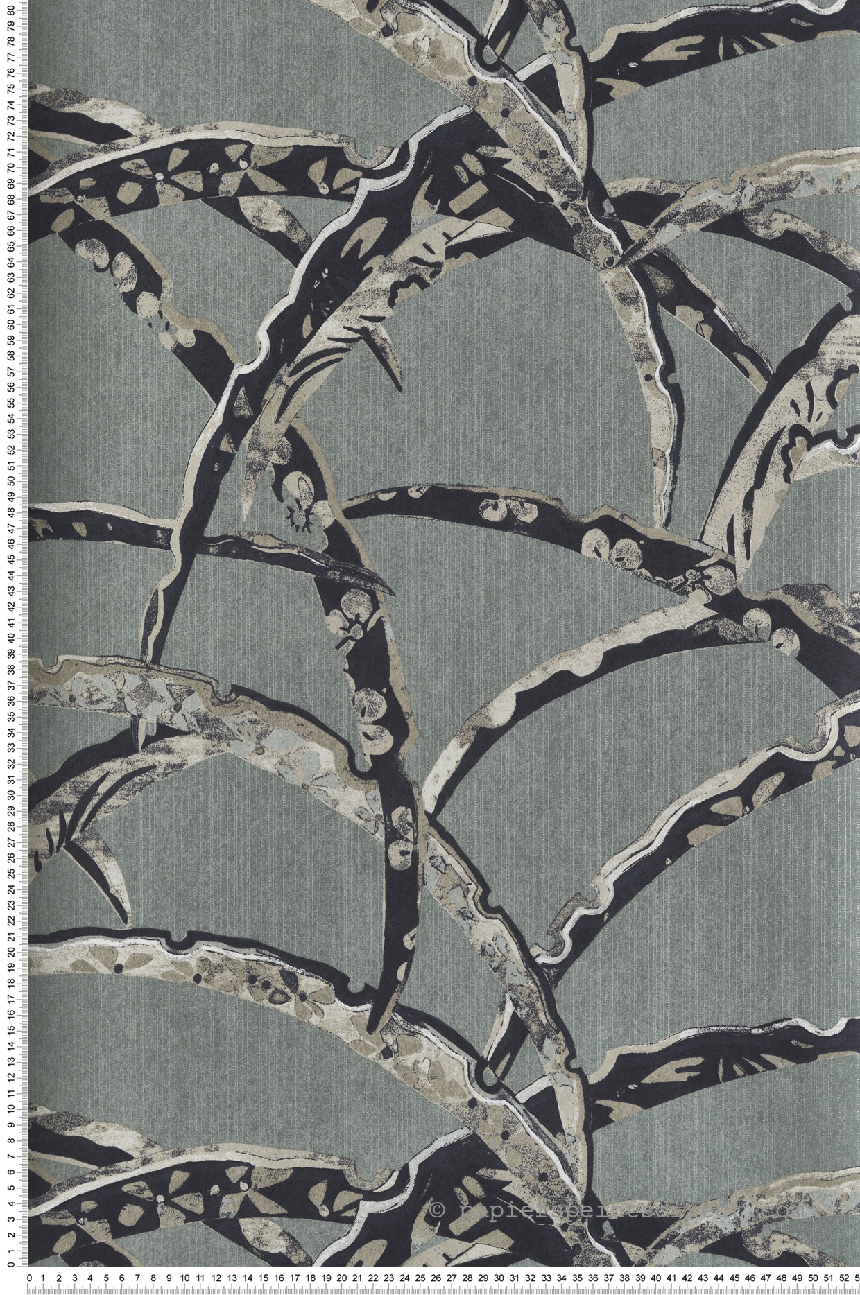 Papier peint Branche Kimono Daika vert sauge - Kimono de Masureel | Réf. MAS-KIM504