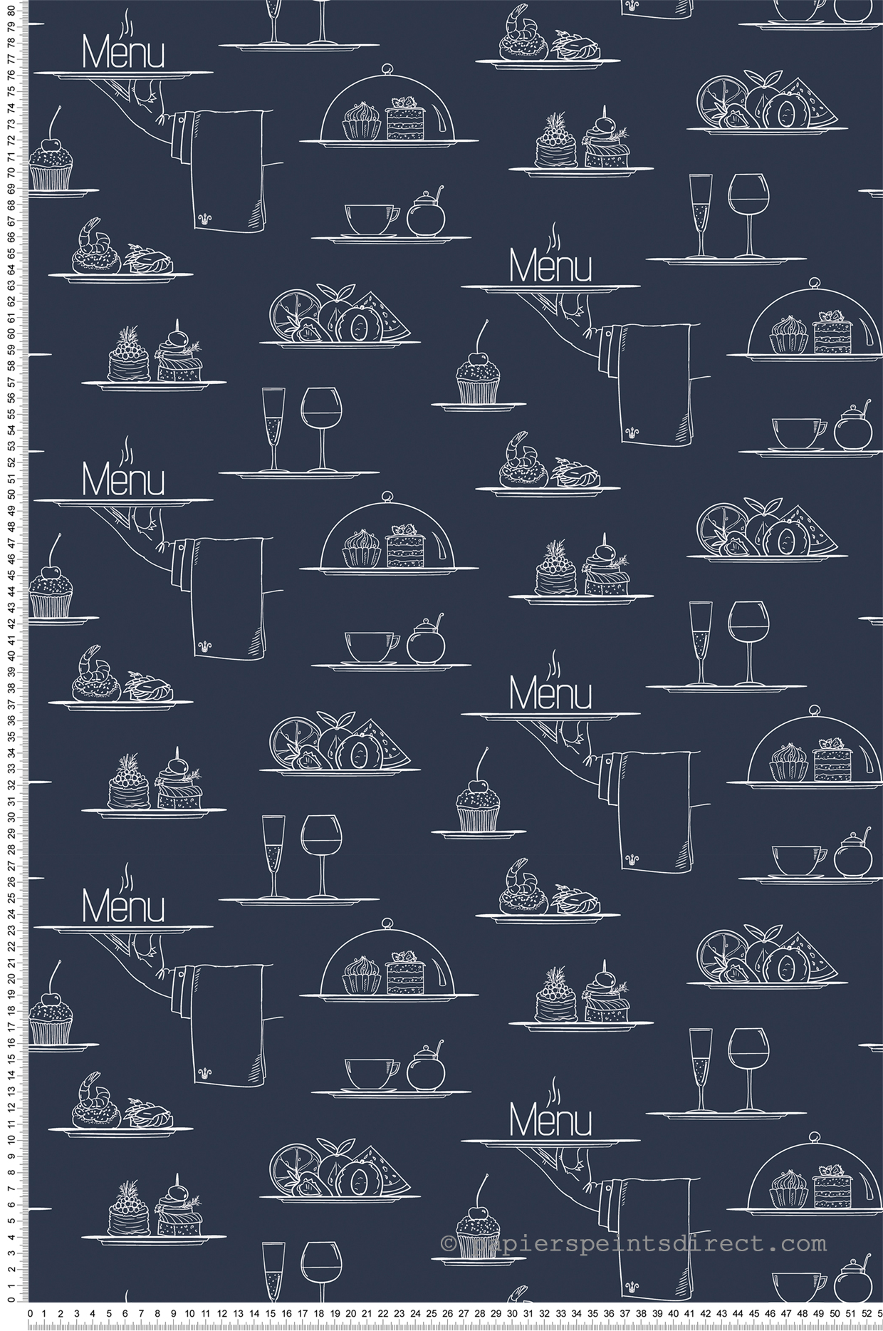 Papier peint Menu Servi sur Plateau bleu marine - Cuisine Fraicheur 6 de Lutèce | Réf. LTC-G45407