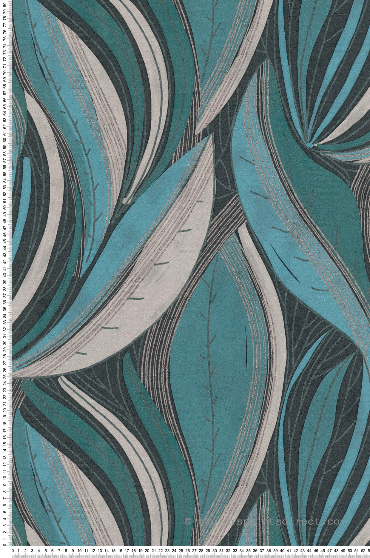 Papier peint Feuille Vague bleu paon argenté - Metropolitan Stories 4 Hot Spots d'A.S. Création | Réf. AS-786552