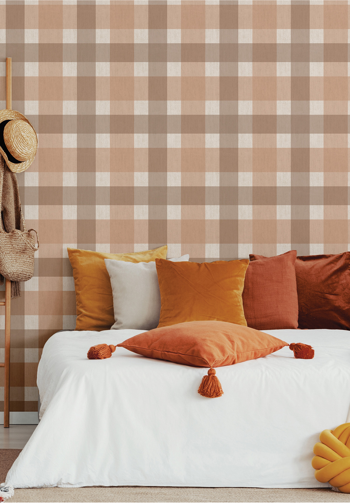 Papier peint Vichy Grand Carreau terre cuite - Stripes & Checks de Montecolino | Réf. MC-ST38424