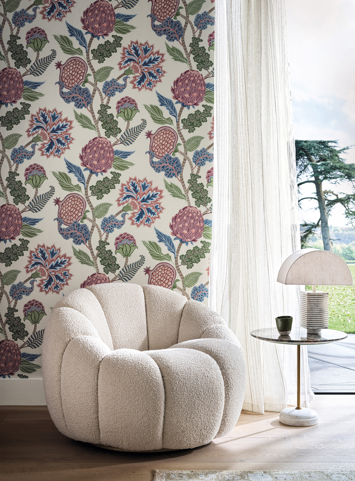 Papier peint Grenade Fleuri Cynara violet - Ananda d'Osborne & Little | Réf. OSB-W8034-01