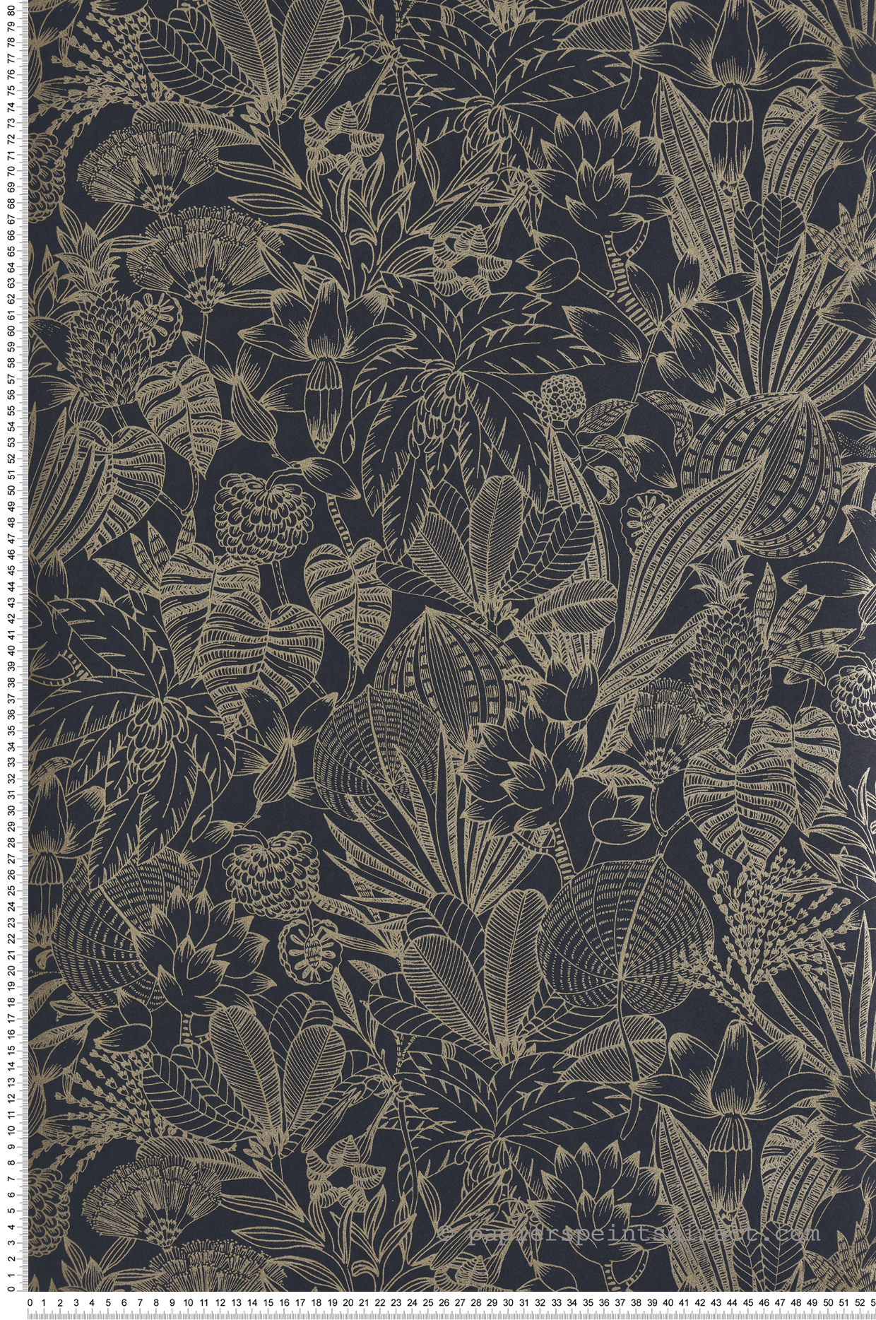 Papier peint Esquisse Fleurie Bellis noir doré - Romance de Masureel | Réf. MAS-ROM103