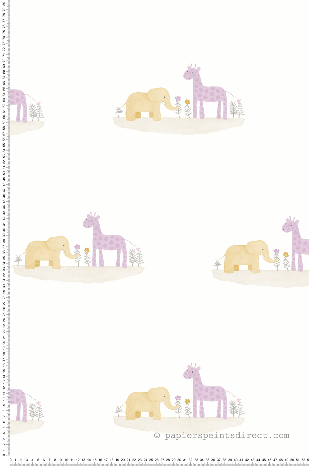 Papier peint Animaux Marius & Candice violet - Rose & Nino de Casadéco | Réf. RONI85532242