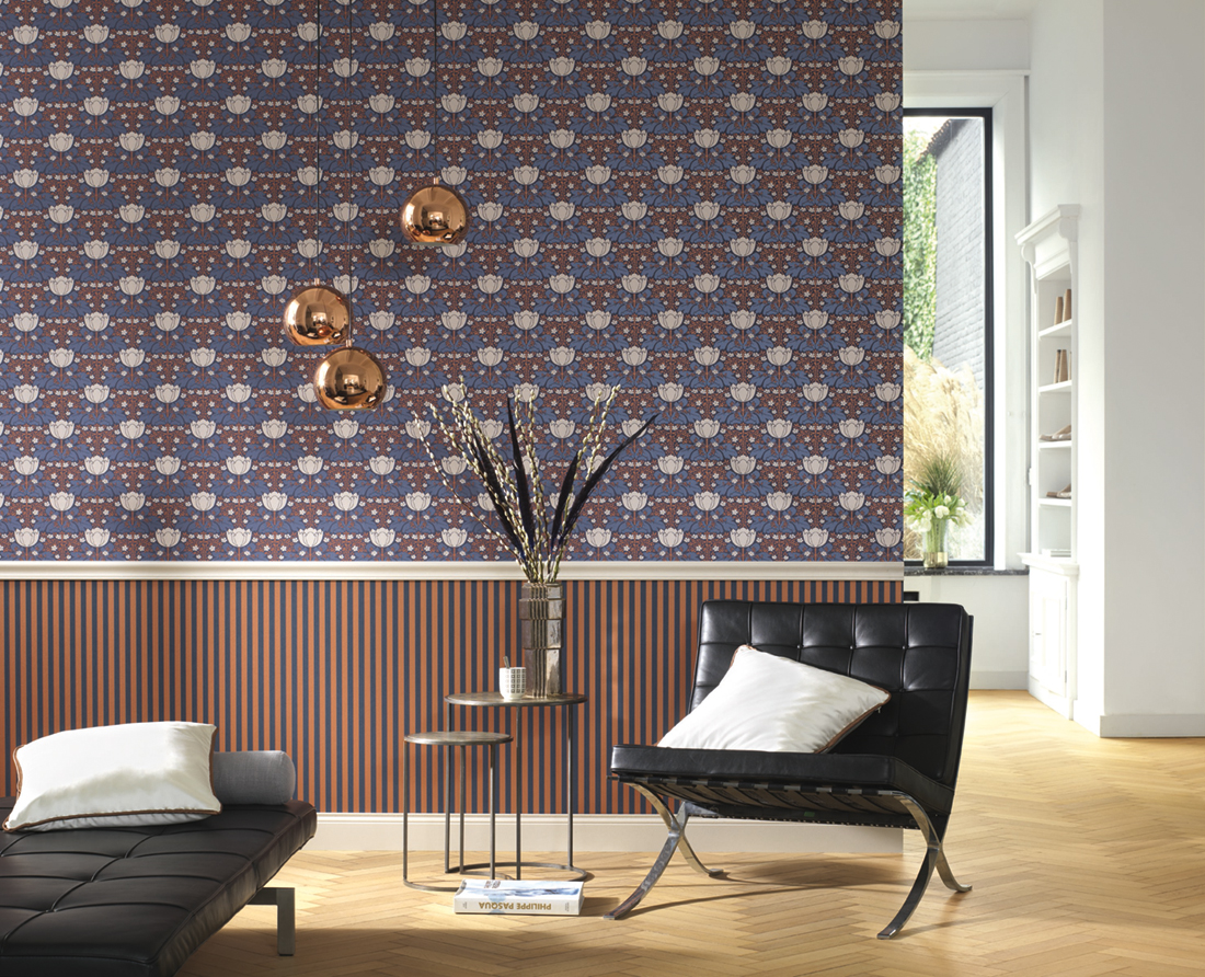 Papier peint Partition bleu cuivre - Belle Epoque de Casadéco | Réf. BEEP82276418