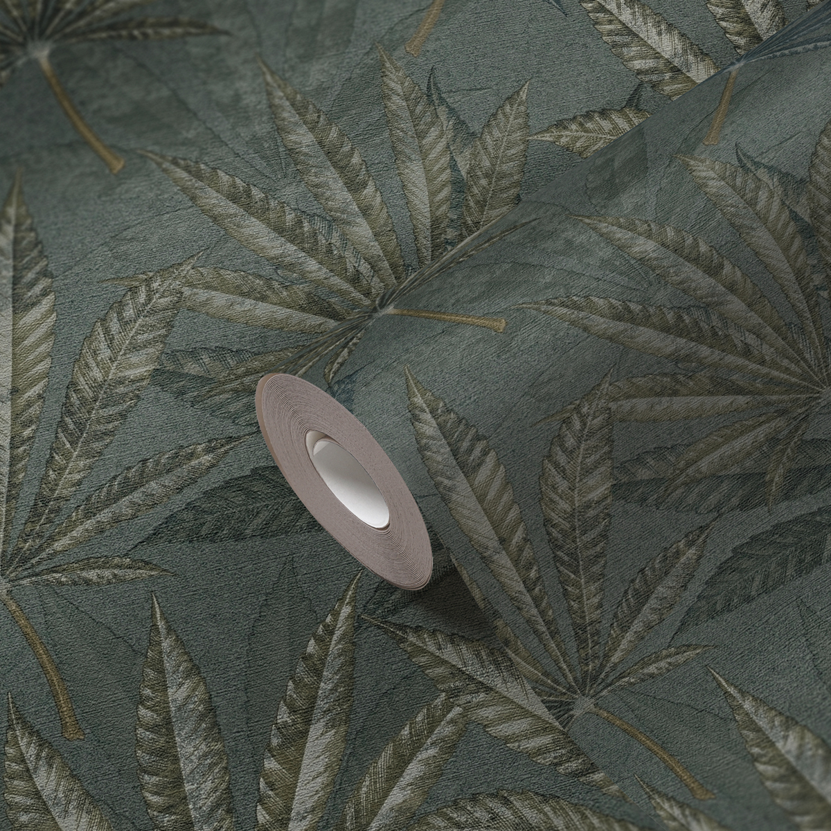 Papier peint Feuilles Sauvages olive anthracite - Metropolis Michalsky 6 de Livingwalls ZOOM ROLL | Réf. AS-399844