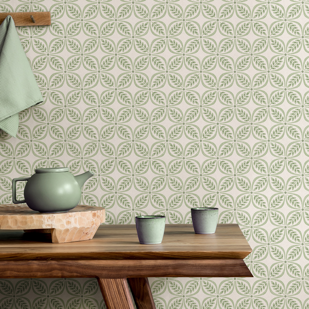 Papier peint Pétales Trellis Morgrove vert - Beaux Arts de Lutèce AMB1| Réf. LTC-M1832